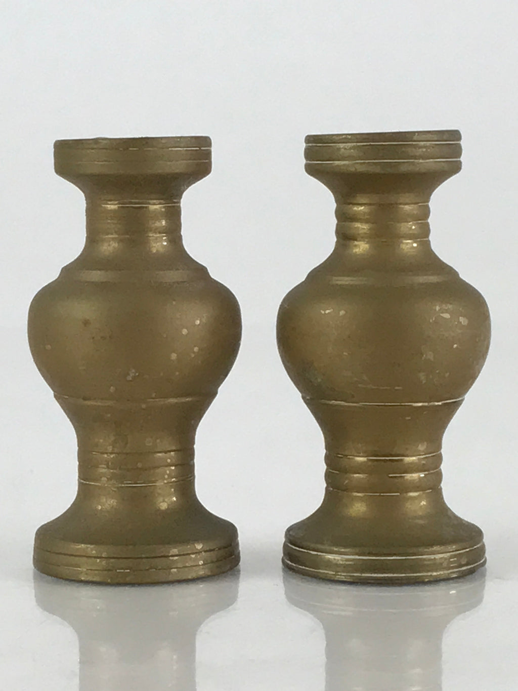 Japanese Buddhist Altar Fitting 2pc Flower Vase Stand Vtg Brass Butsudan BU803