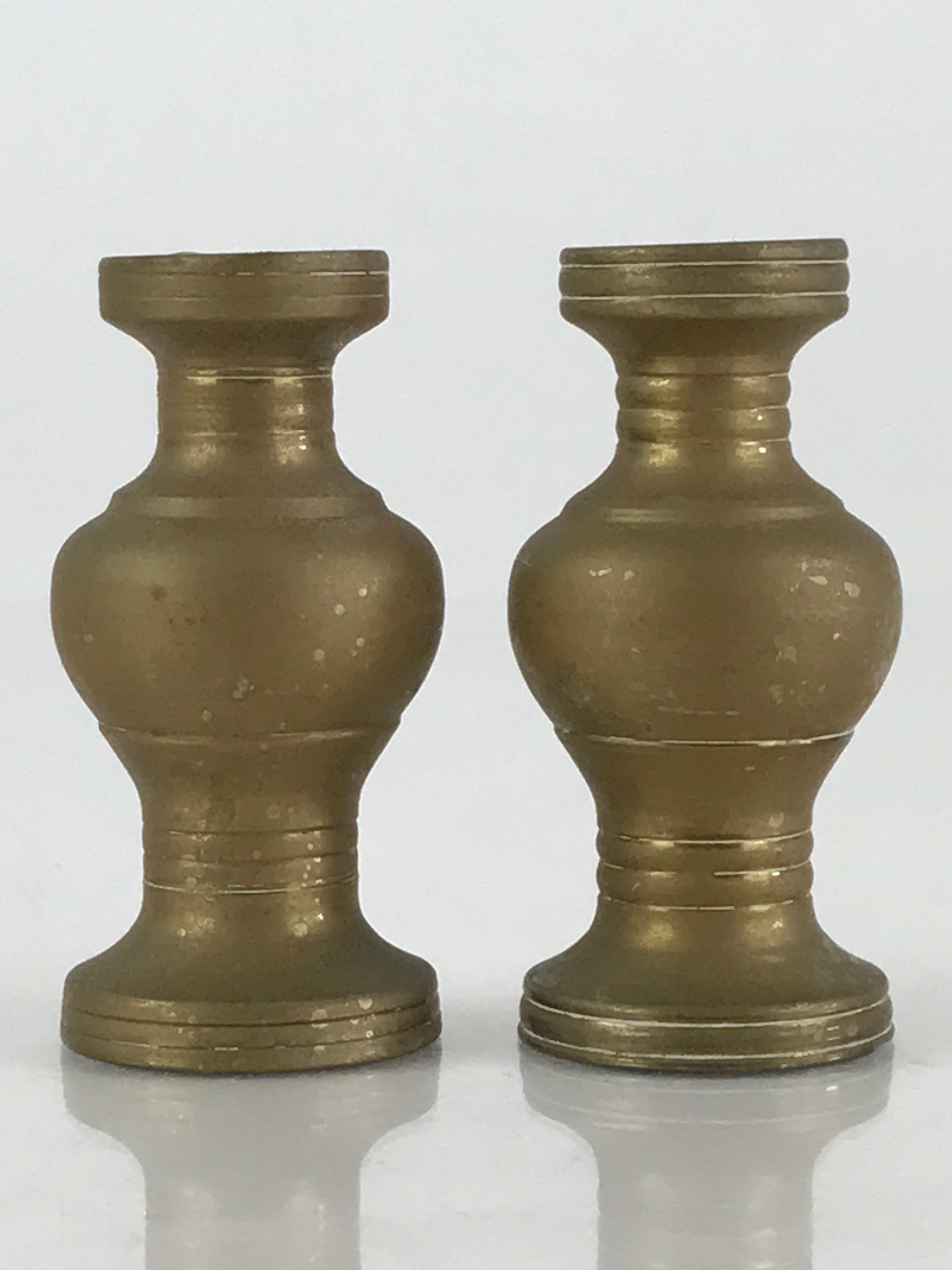 Japanese Buddhist Altar Fitting 2pc Flower Vase Stand Vtg Brass Butsudan BU803