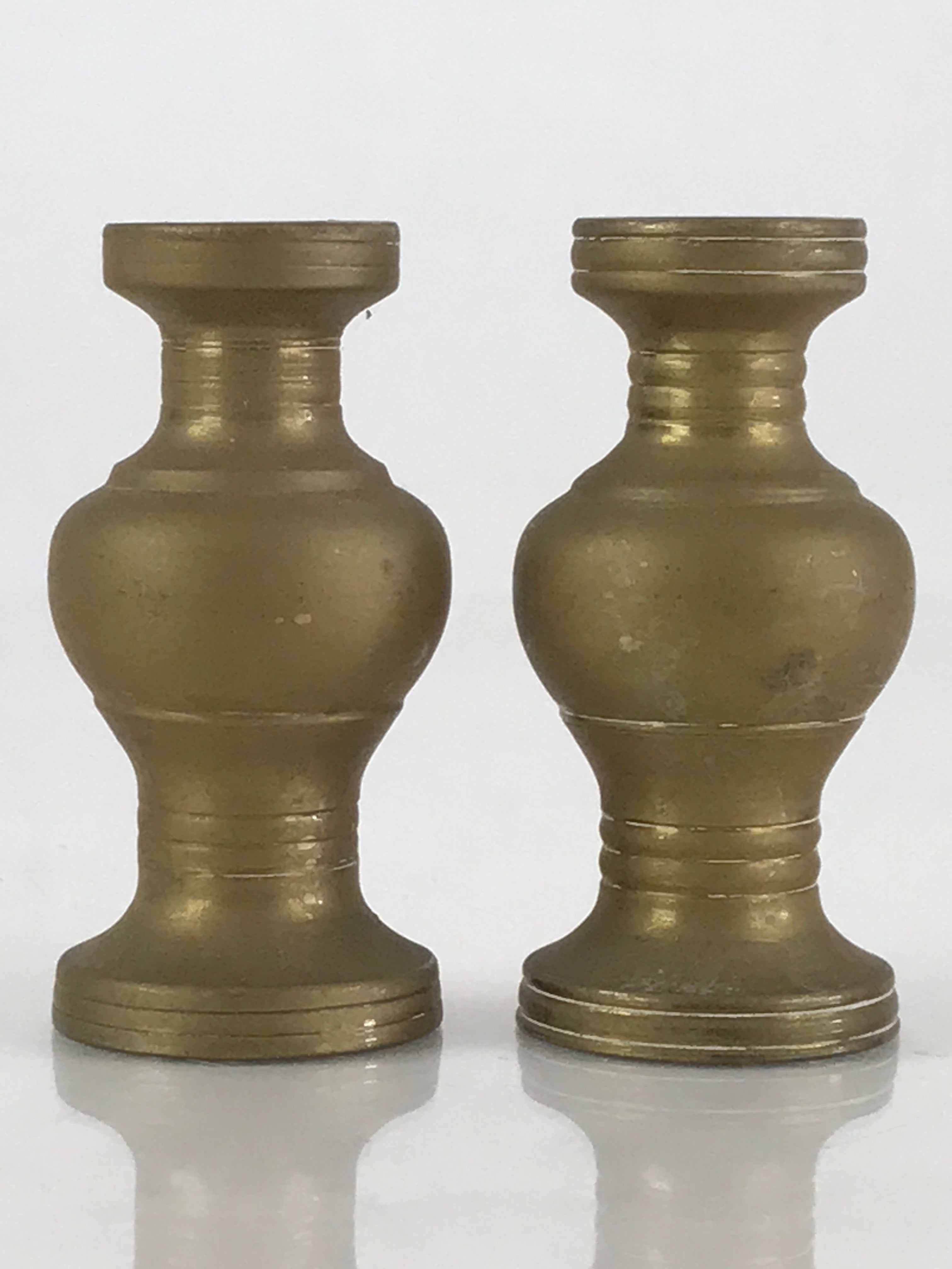 Japanese Buddhist Altar Fitting 2pc Flower Vase Stand Vtg Brass Butsudan BU803