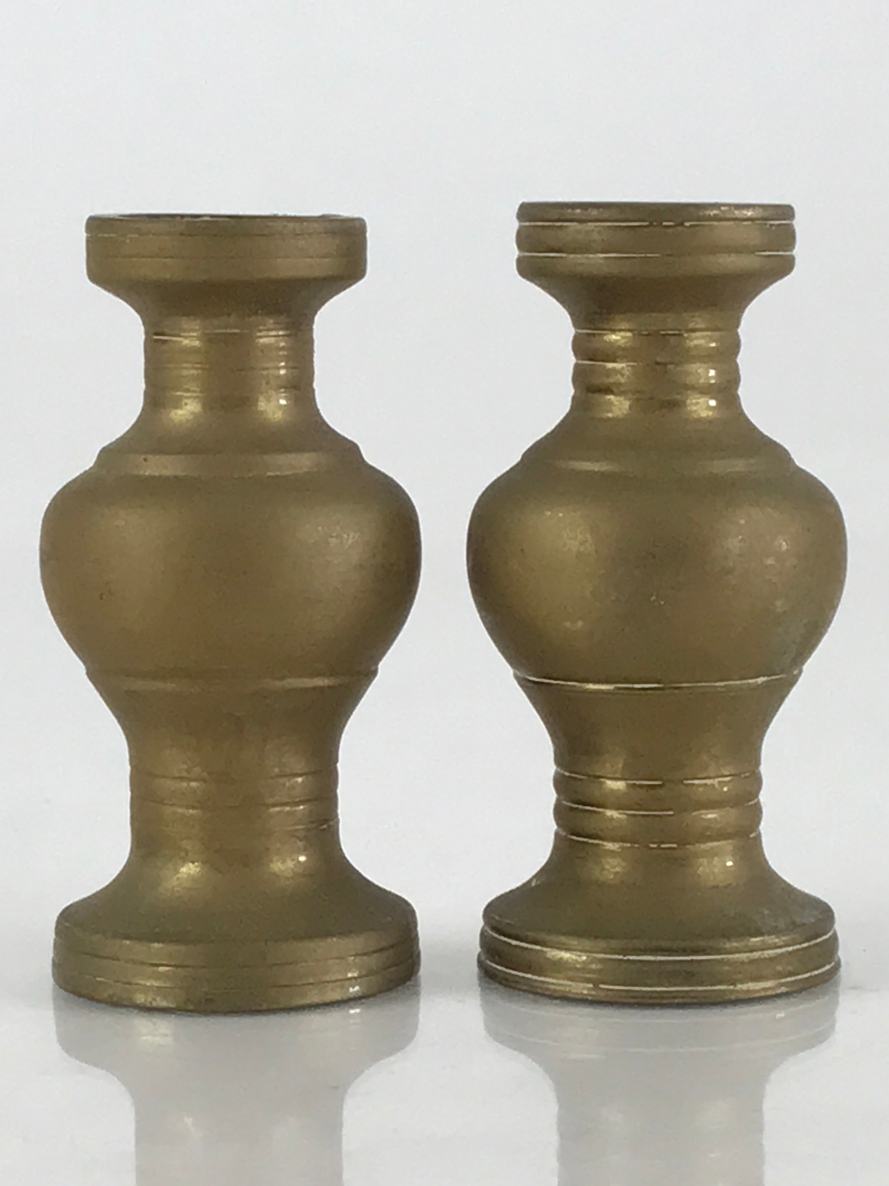 Japanese Buddhist Altar Fitting 2pc Flower Vase Stand Vtg Brass Butsudan BU803