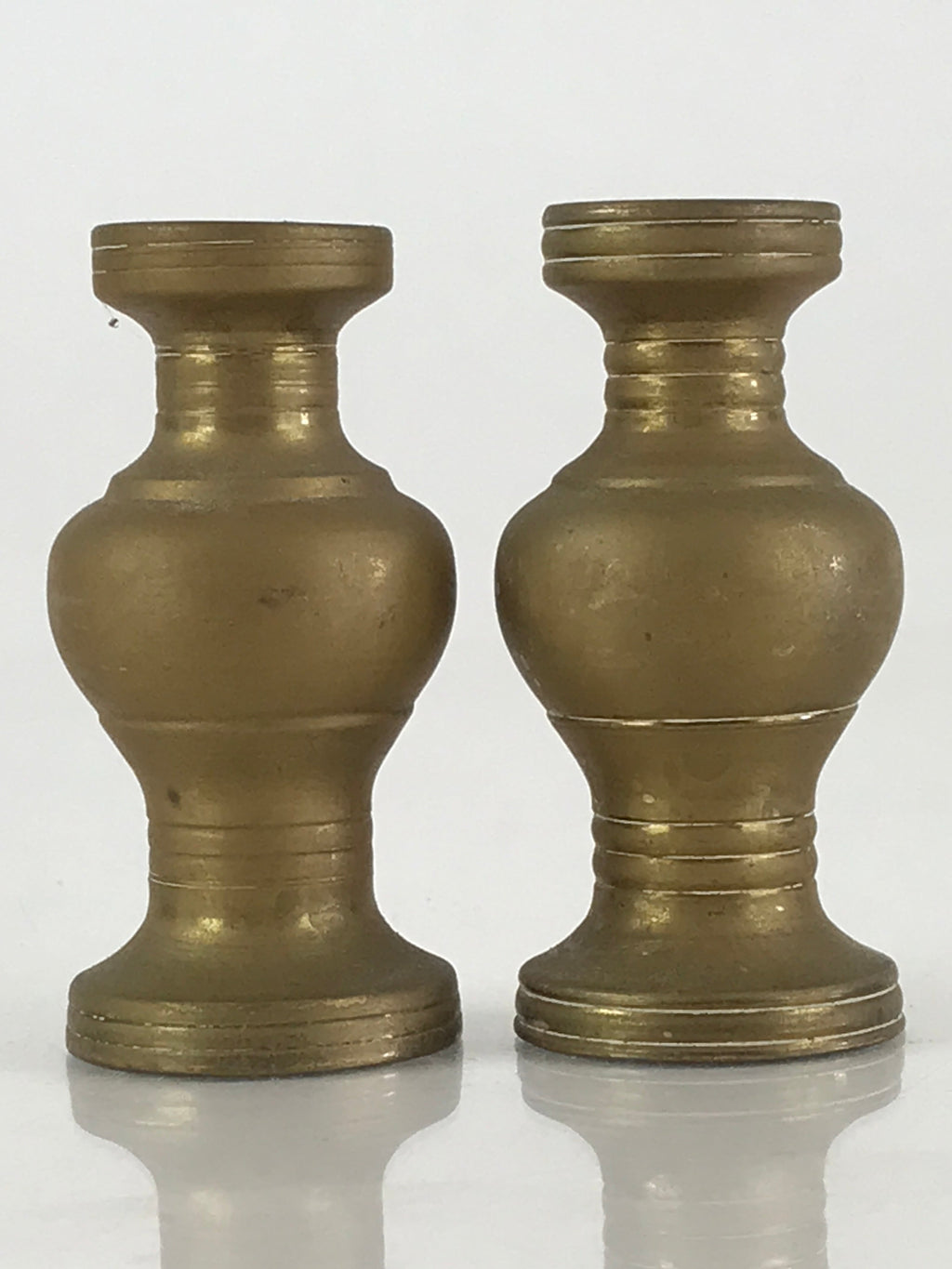 Japanese Buddhist Altar Fitting 2pc Flower Vase Stand Vtg Brass Butsudan BU803