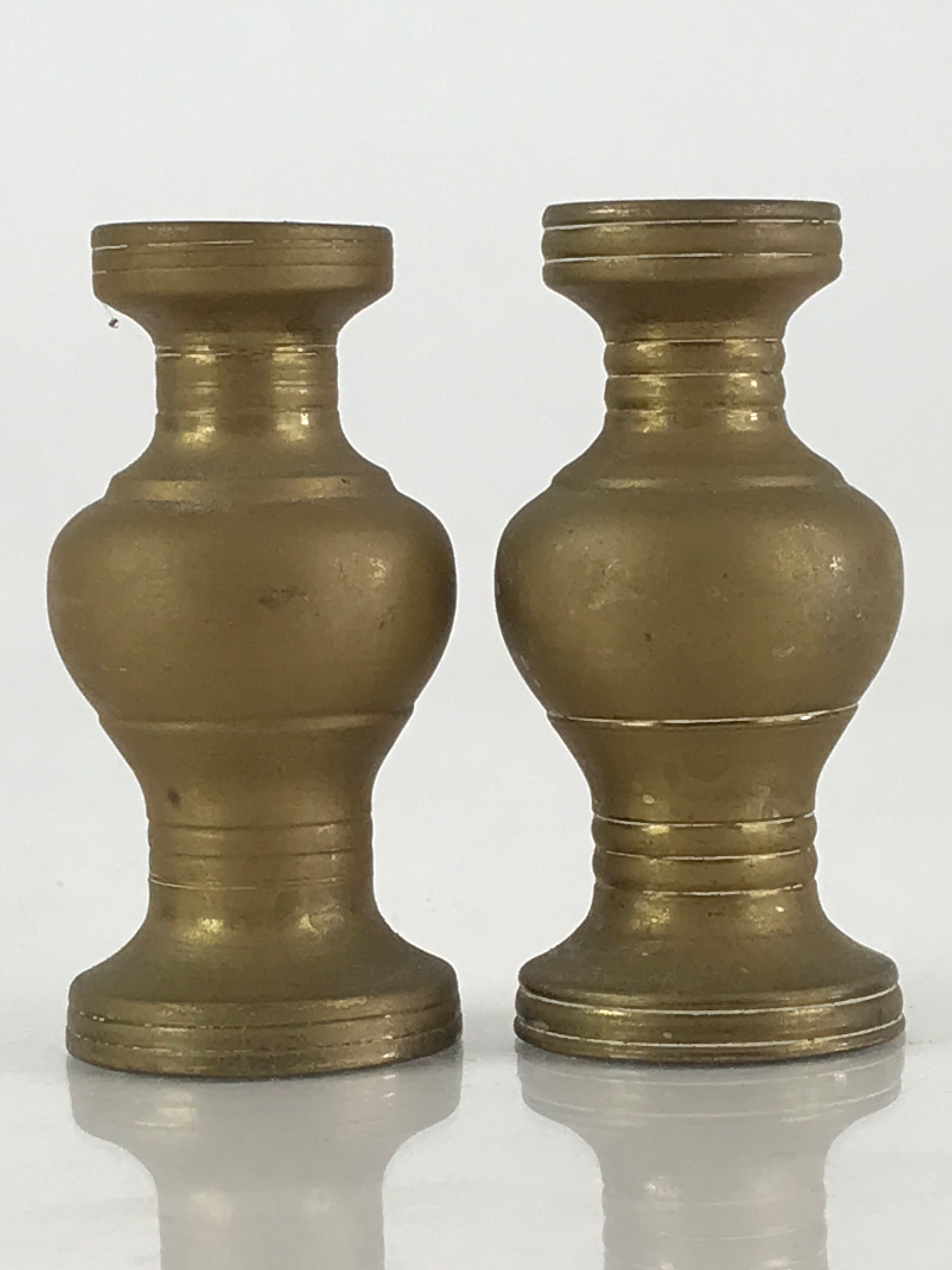 Japanese Buddhist Altar Fitting 2pc Flower Vase Stand Vtg Brass Butsudan BU803