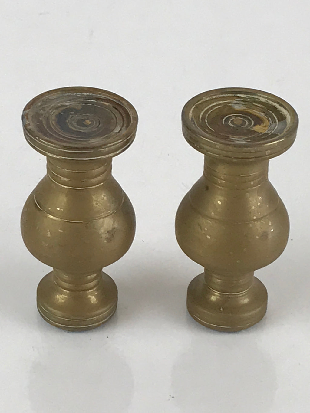 Japanese Buddhist Altar Fitting 2pc Flower Vase Stand Vtg Brass Butsudan BU803