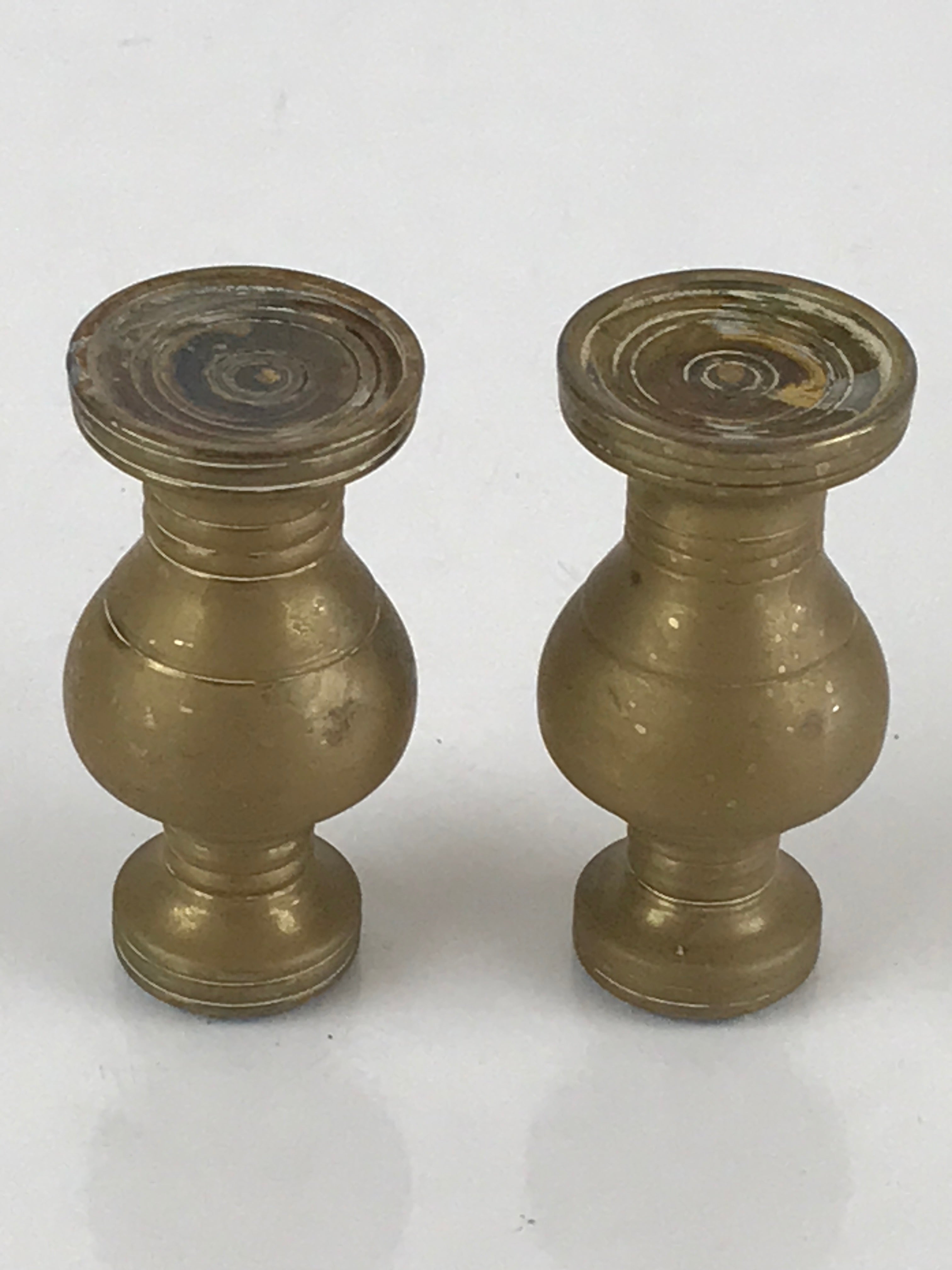 Japanese Buddhist Altar Fitting 2pc Flower Vase Stand Vtg Brass Butsudan BU803