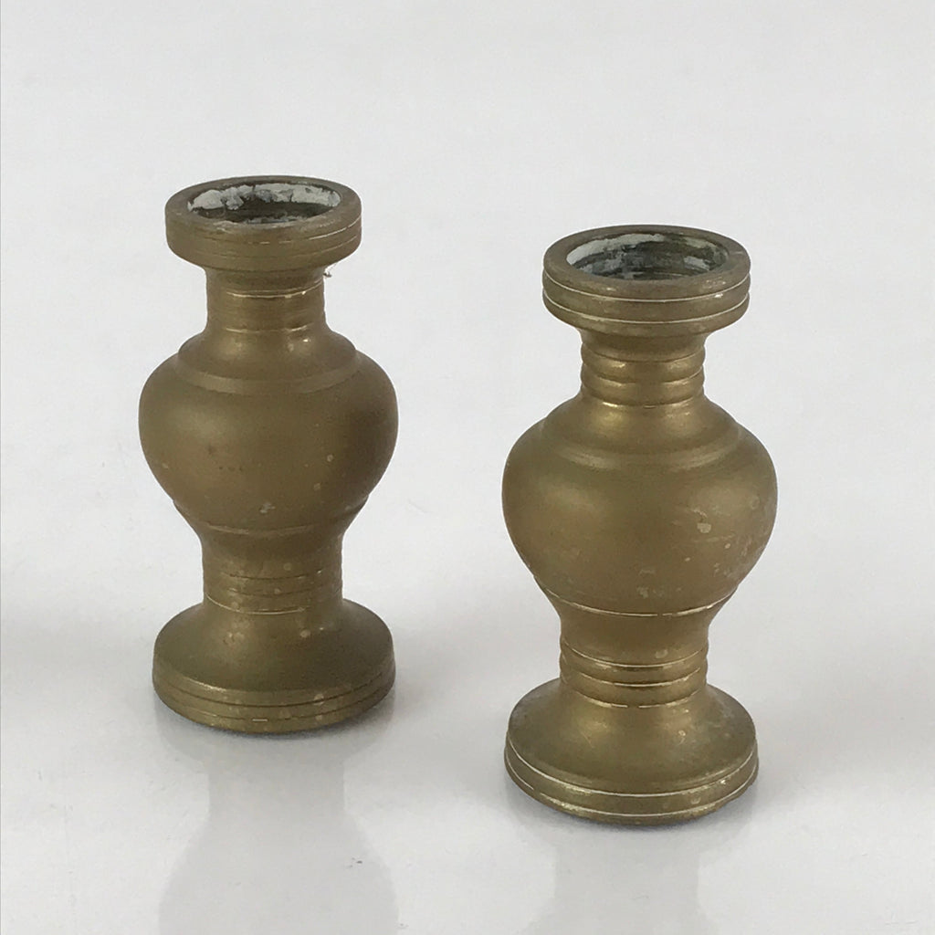 Japanese Buddhist Altar Fitting 2pc Flower Vase Stand Vtg Brass Butsudan BU803