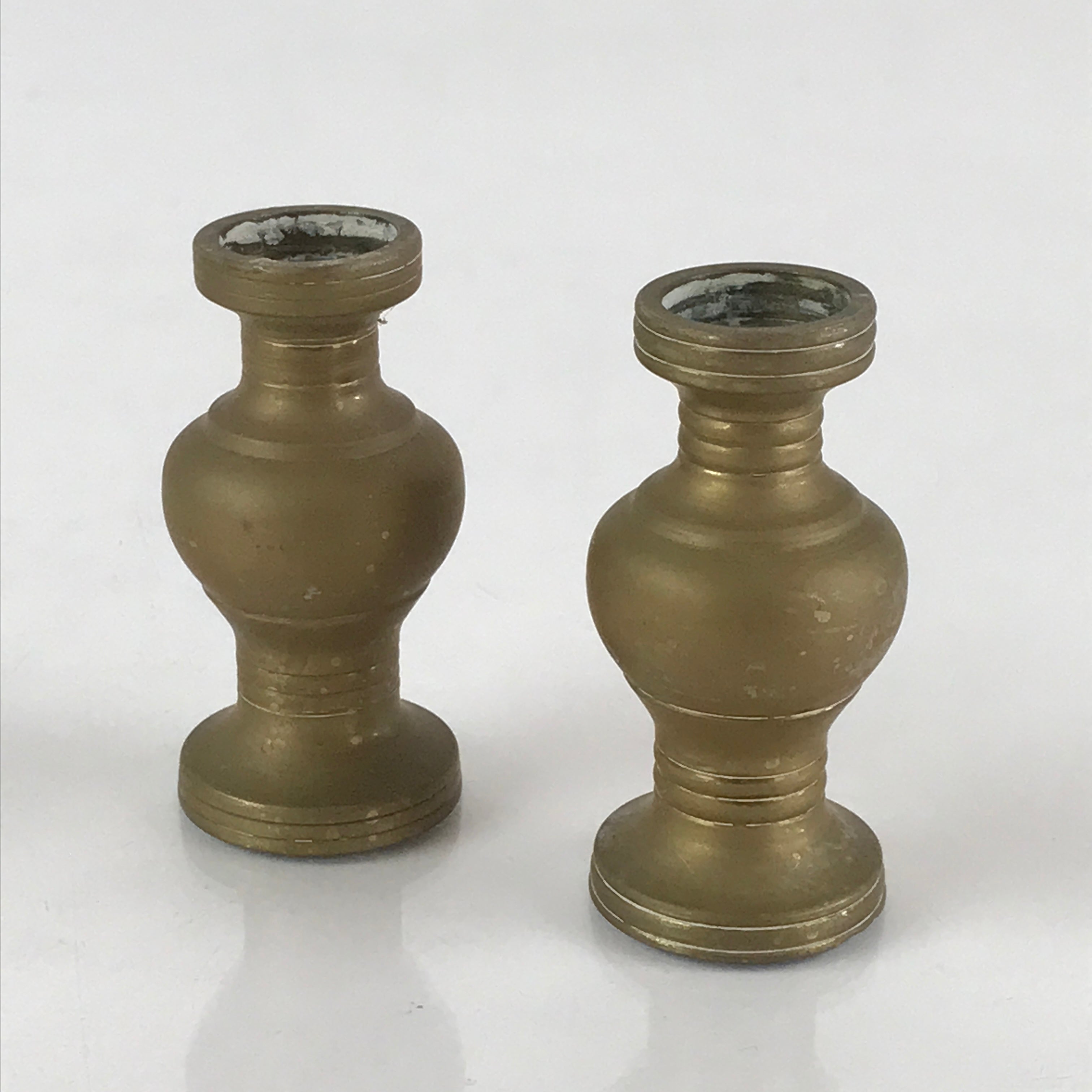 Japanese Buddhist Altar Fitting 2pc Flower Vase Stand Vtg Brass Butsudan BU803