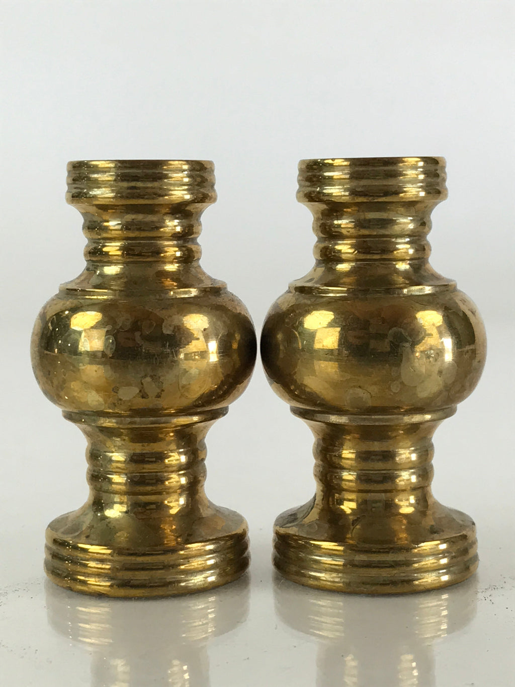 Japanese Buddhist Altar Fitting 2pc Flower Vase Stand Vtg Brass Butsudan BU833