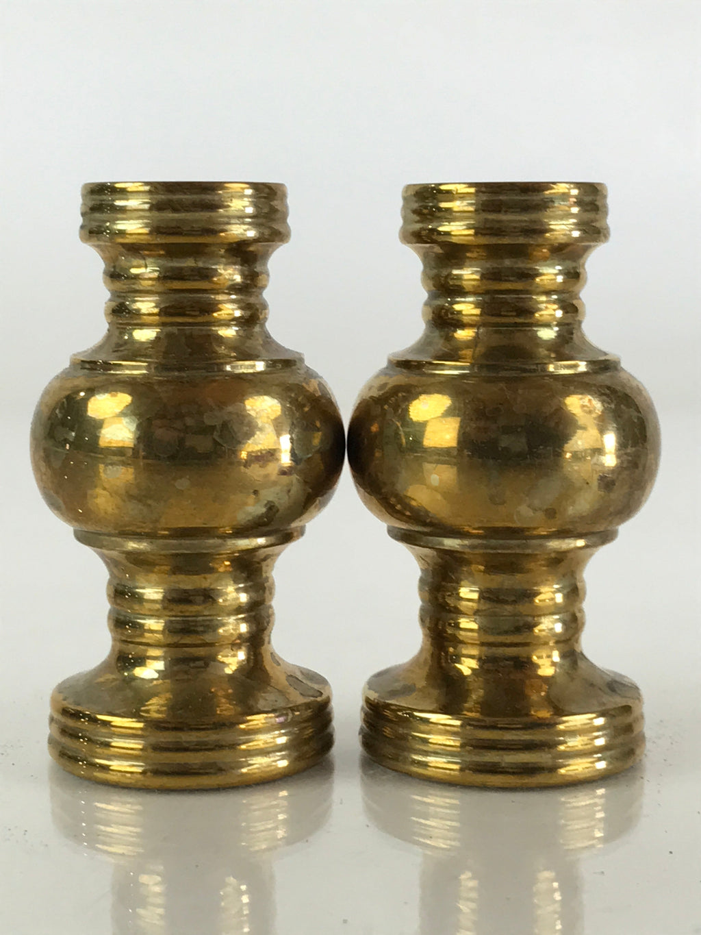 Japanese Buddhist Altar Fitting 2pc Flower Vase Stand Vtg Brass Butsudan BU833