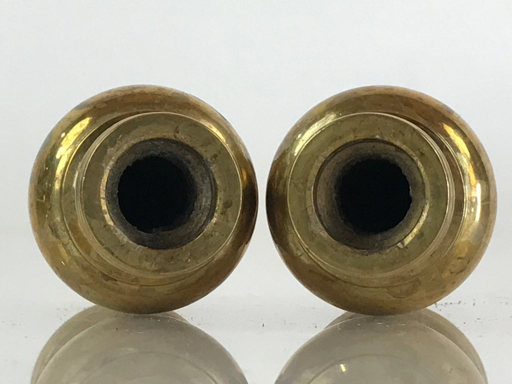 Japanese Buddhist Altar Fitting 2pc Flower Vase Stand Vtg Brass Butsudan BU833