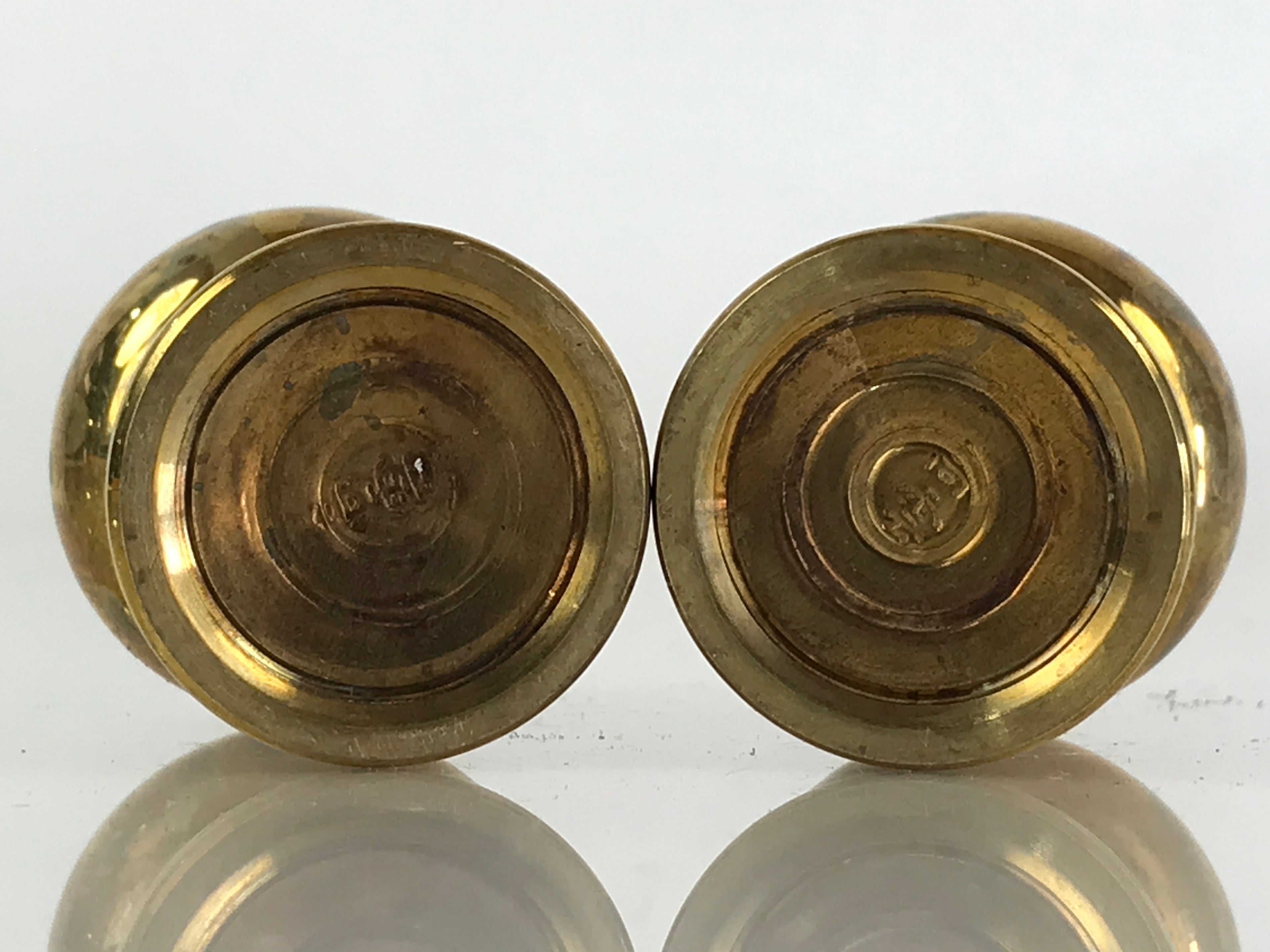 Japanese Buddhist Altar Fitting 2pc Flower Vase Stand Vtg Brass Butsudan BU833