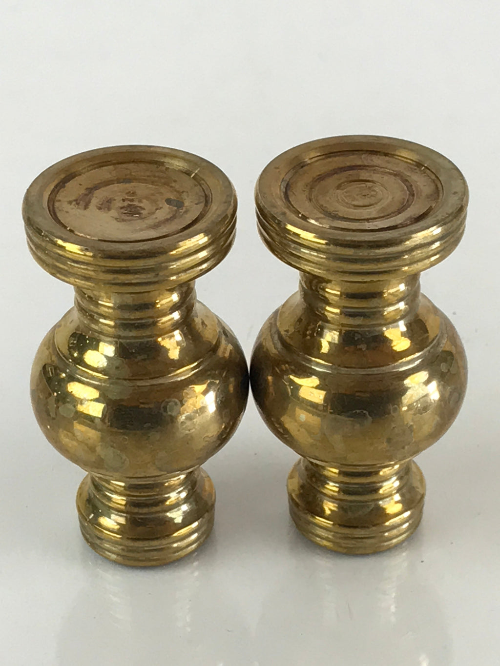 Japanese Buddhist Altar Fitting 2pc Flower Vase Stand Vtg Brass Butsudan BU833