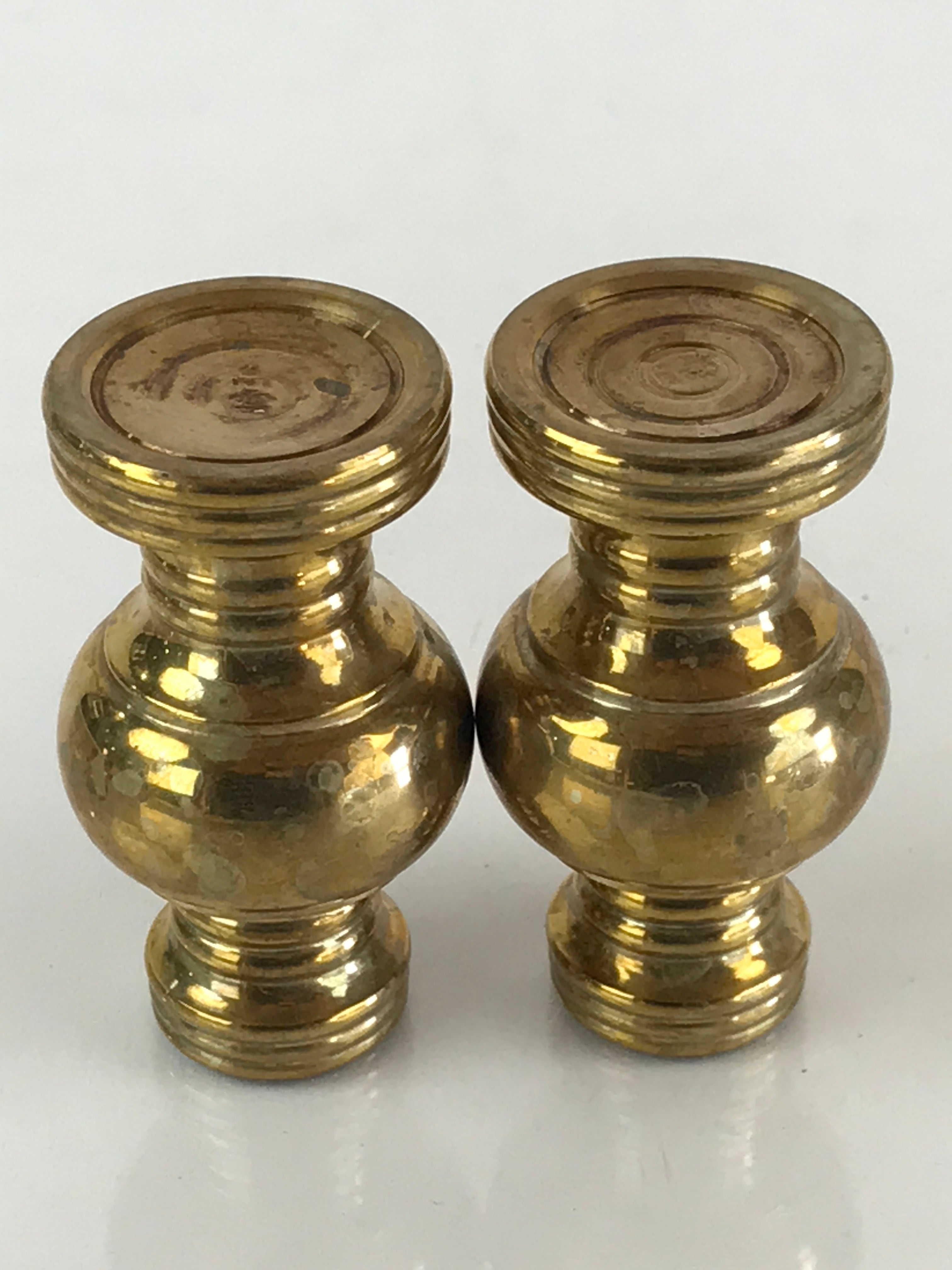 Japanese Buddhist Altar Fitting 2pc Flower Vase Stand Vtg Brass Butsudan BU833