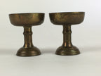 Japanese Buddhist Altar Fitting 2pc Pair Vtg Rice Offering Cup Brass BU689