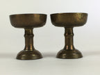 Japanese Buddhist Altar Fitting 2pc Pair Vtg Rice Offering Cup Brass BU689
