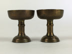 Japanese Buddhist Altar Fitting 2pc Pair Vtg Rice Offering Cup Brass BU689