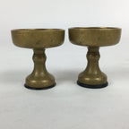 Japanese Buddhist Altar Fitting 2pc Pair Vtg Rice Offering Cup Brass Butsudan BU
