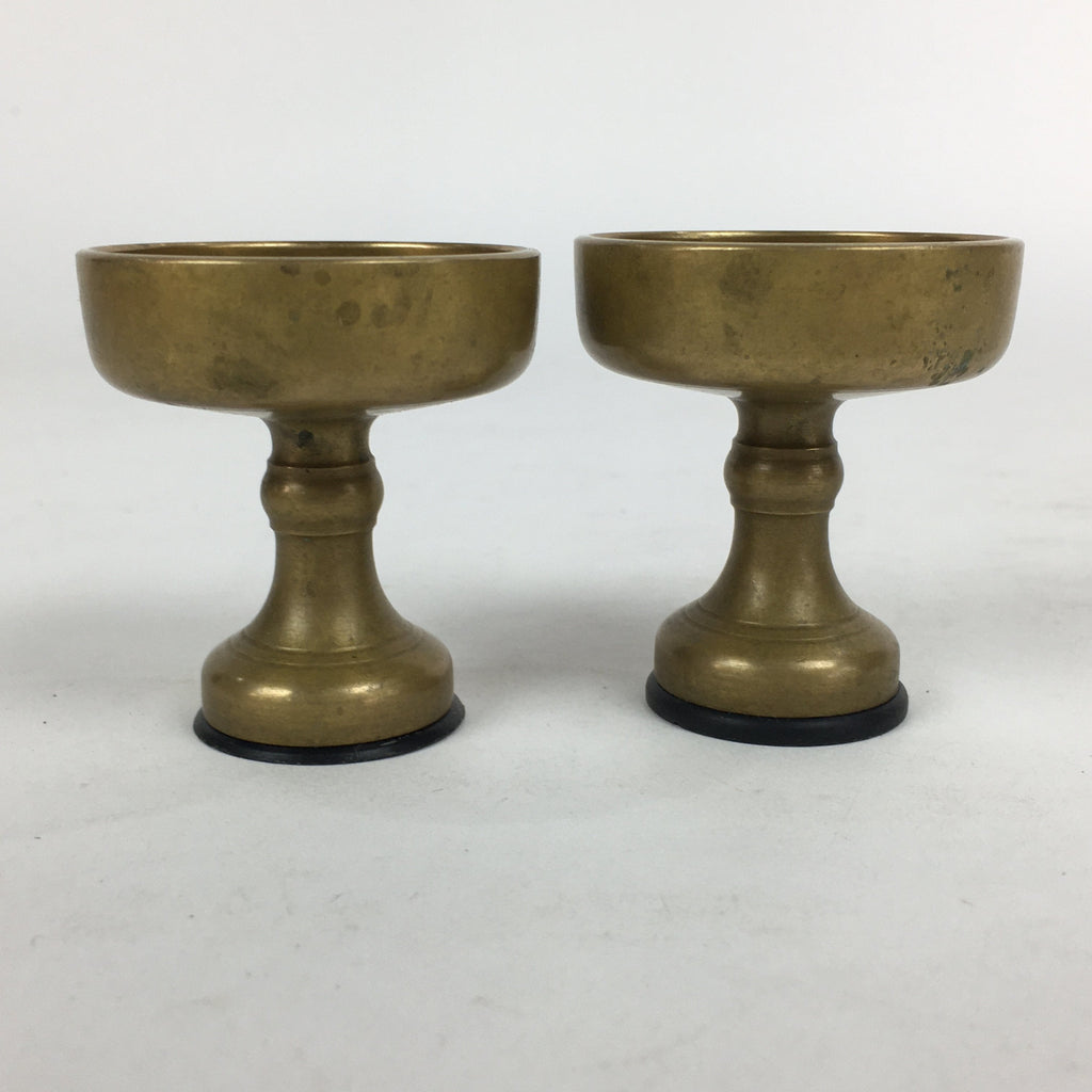 Japanese Buddhist Altar Fitting 2pc Pair Vtg Rice Offering Cup Brass Butsudan BU