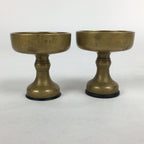 Japanese Buddhist Altar Fitting 2pc Pair Vtg Rice Offering Cup Brass Butsudan BU
