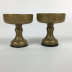 Japanese Buddhist Altar Fitting 2pc Pair Vtg Rice Offering Cup Brass Butsudan BU