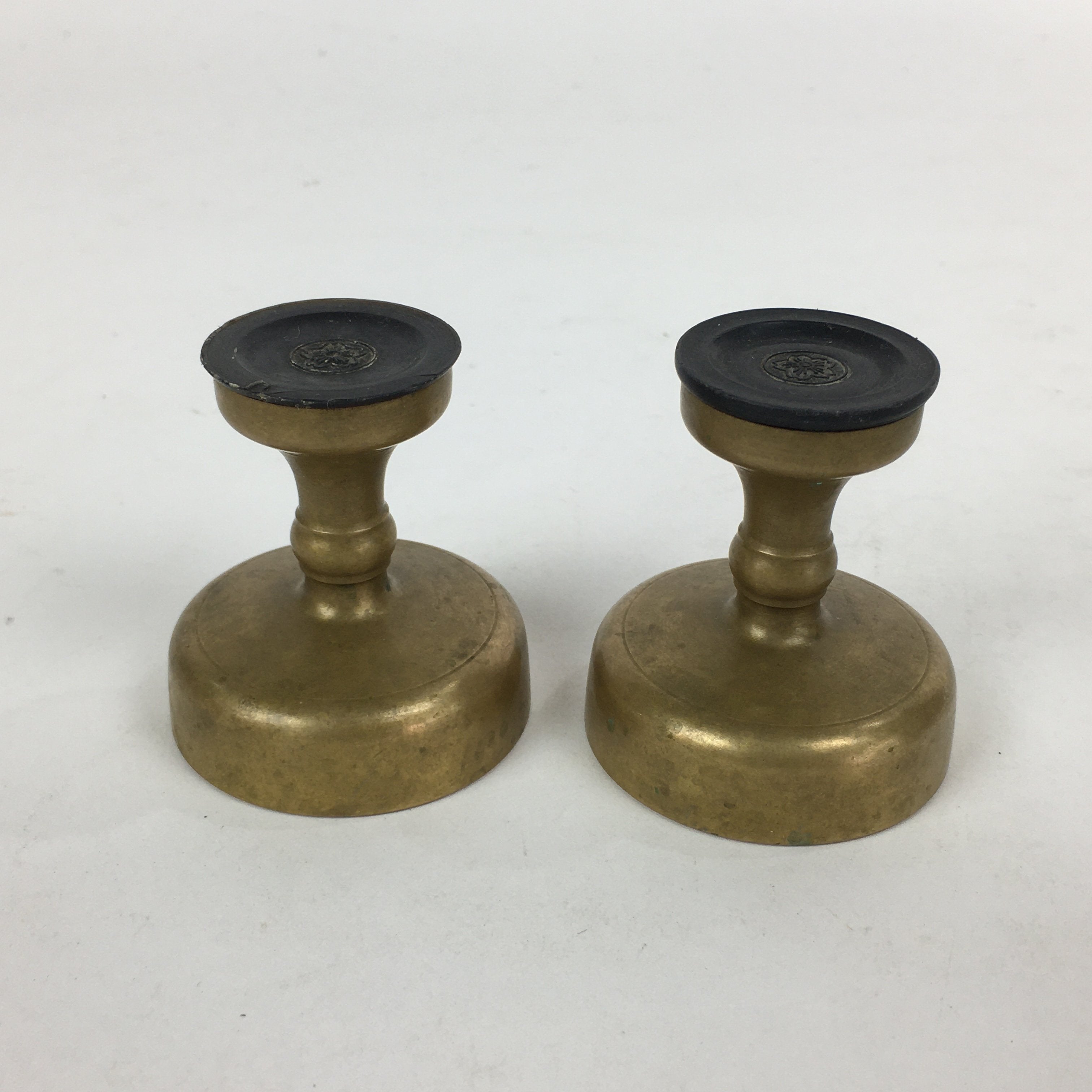 Japanese Buddhist Altar Fitting 2pc Pair Vtg Rice Offering Cup Brass Butsudan BU