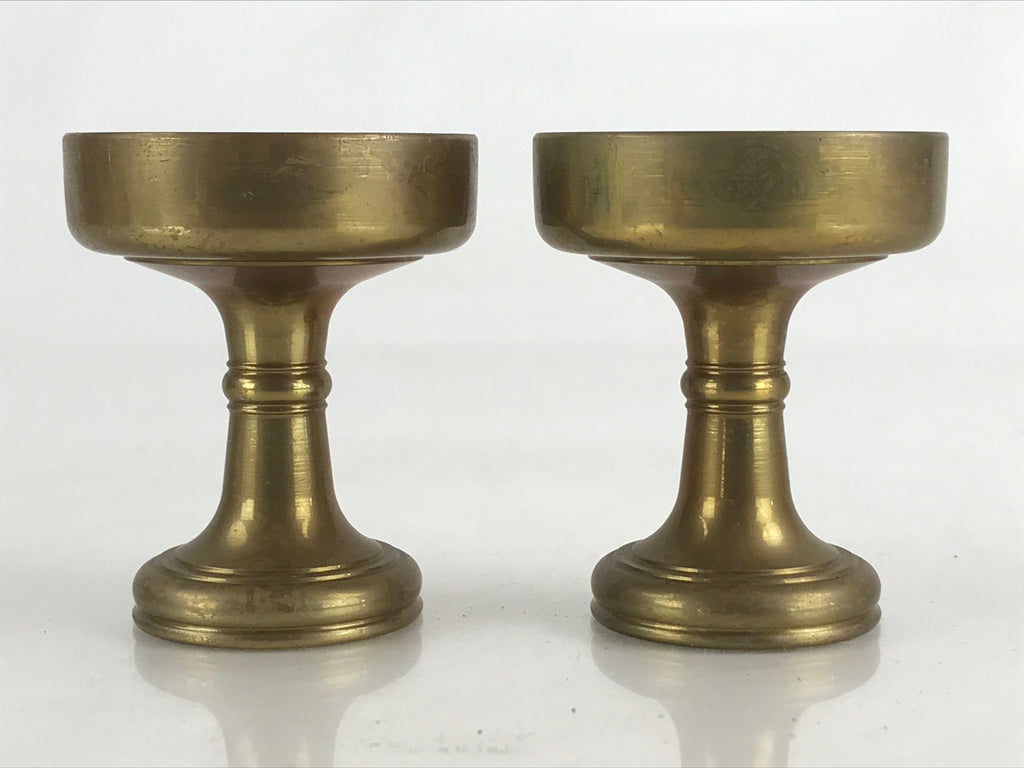 Japanese Buddhist Altar Fitting 2pc Set Rice Offering Cup Vtg Buppanki Butsugu B
