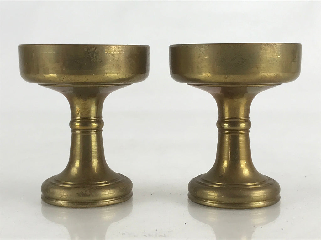 Japanese Buddhist Altar Fitting 2pc Set Rice Offering Cup Vtg Buppanki Butsugu B