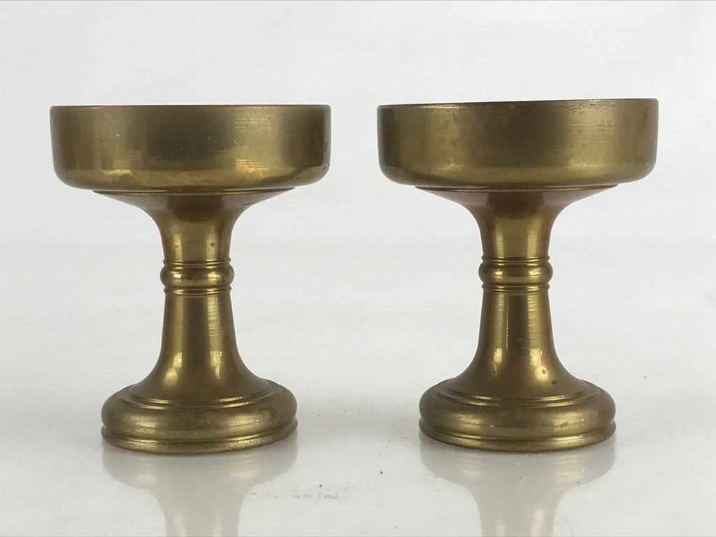 Japanese Buddhist Altar Fitting 2pc Set Rice Offering Cup Vtg Buppanki Butsugu B