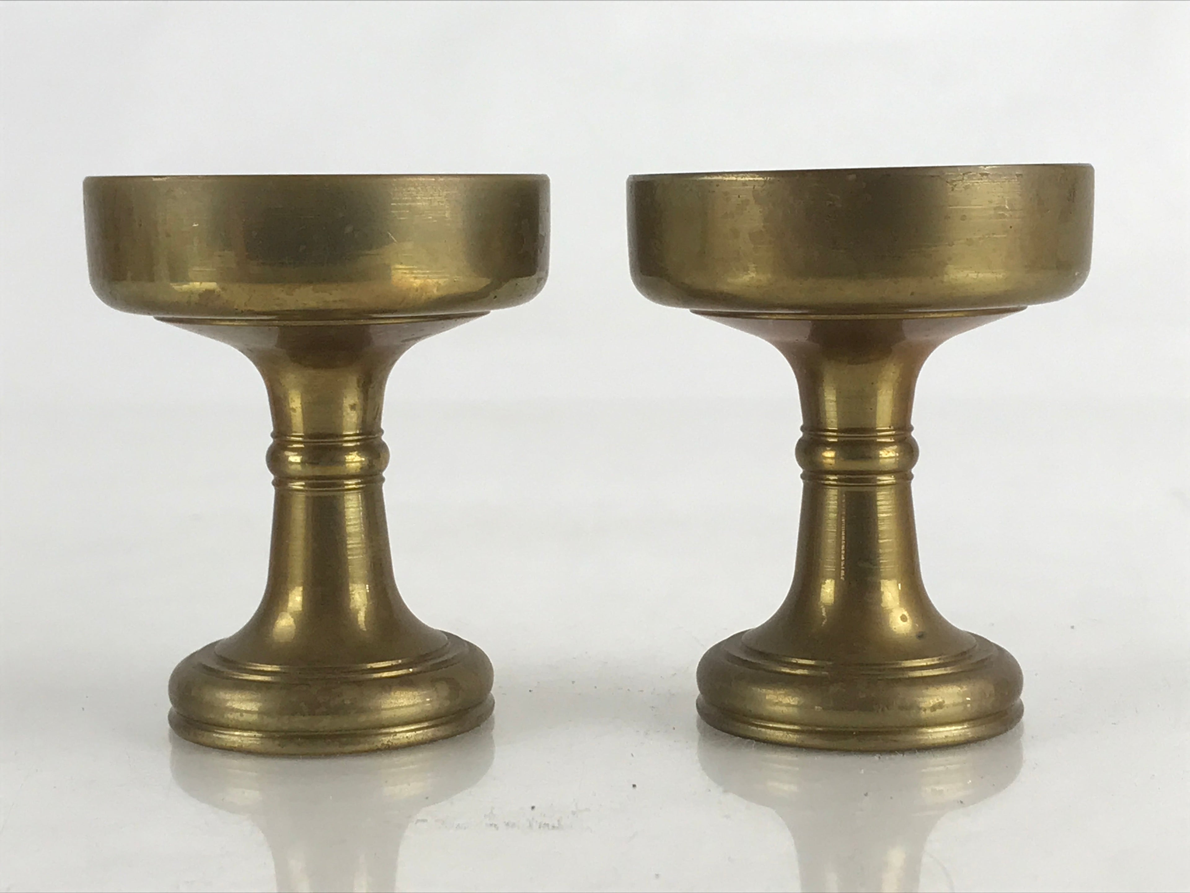 Japanese Buddhist Altar Fitting 2pc Set Rice Offering Cup Vtg Buppanki Butsugu B