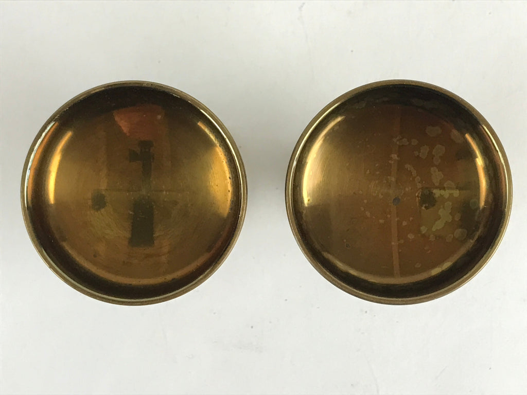 Japanese Buddhist Altar Fitting 2pc Set Rice Offering Cup Vtg Buppanki Butsugu B