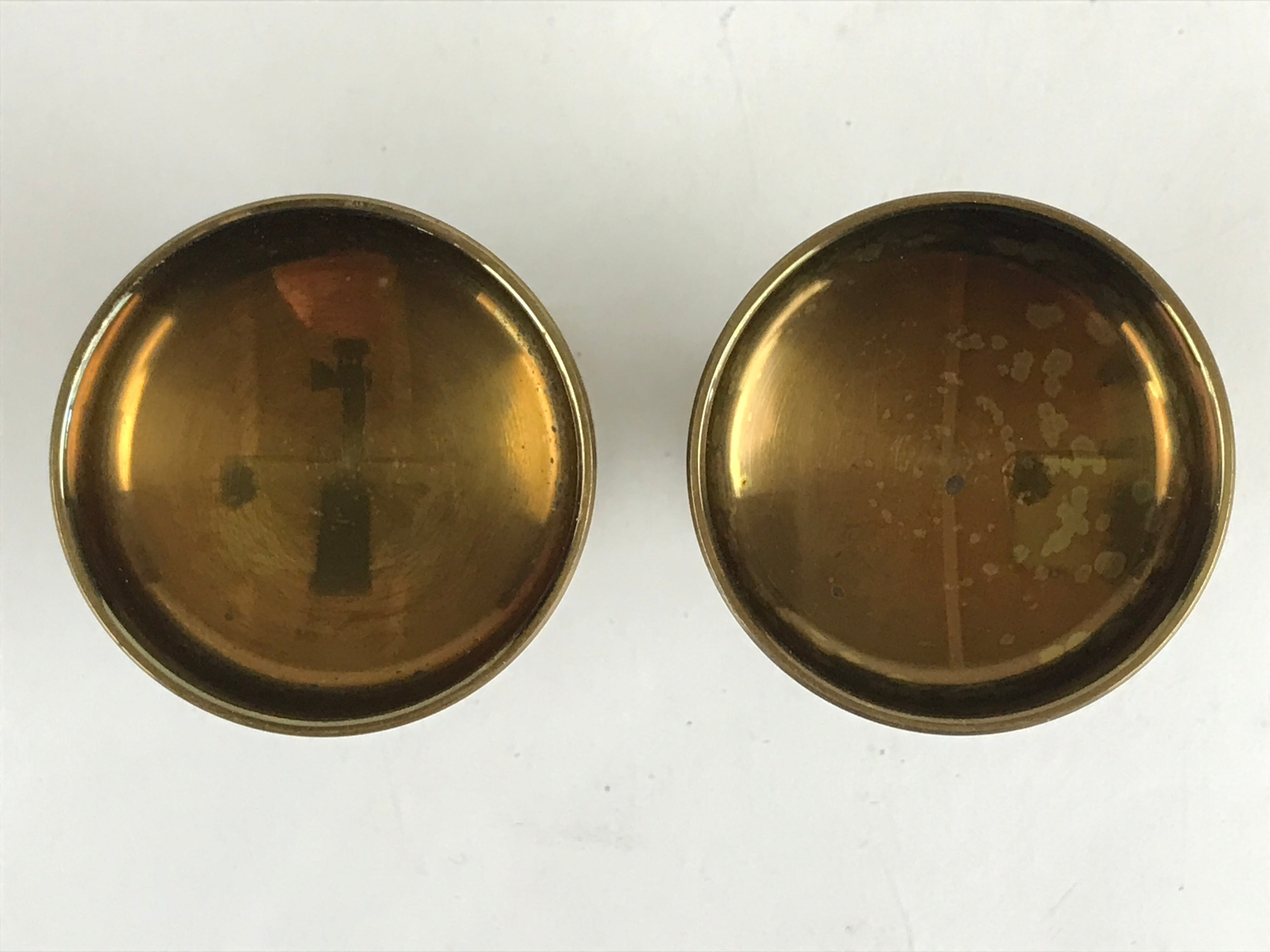 Japanese Buddhist Altar Fitting 2pc Set Rice Offering Cup Vtg Buppanki Butsugu B