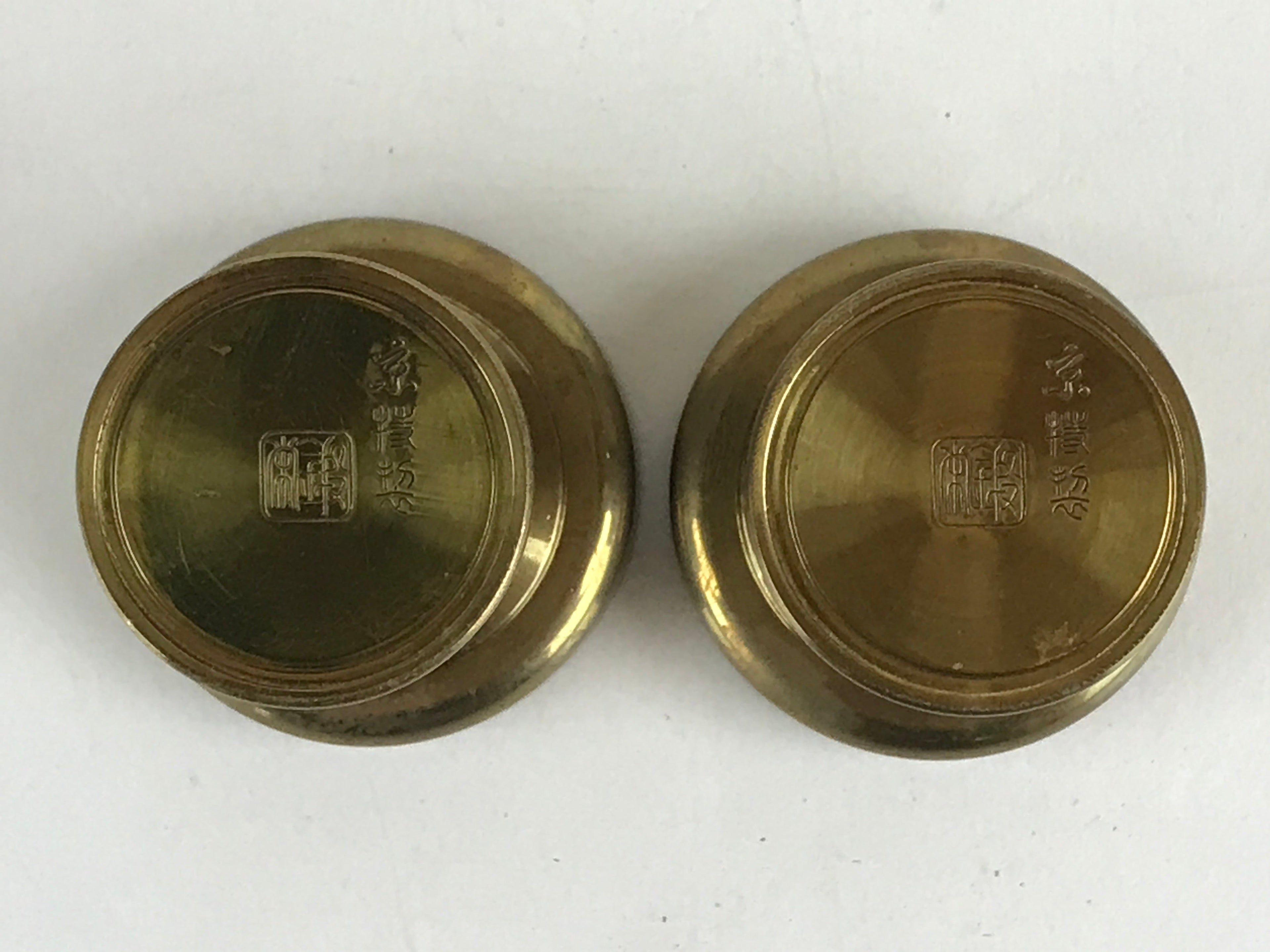 Japanese Buddhist Altar Fitting 2pc Set Rice Offering Cup Vtg Buppanki Butsugu B