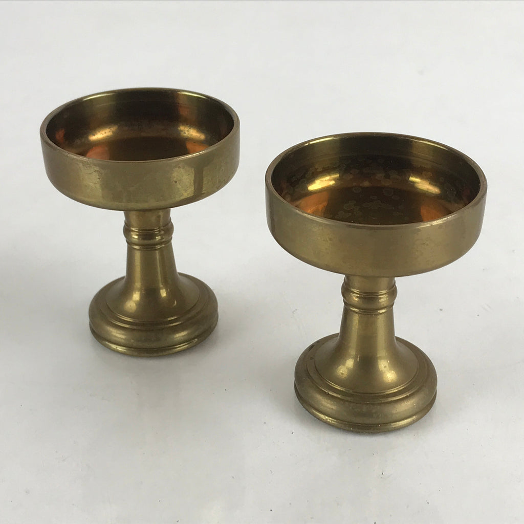 Japanese Buddhist Altar Fitting 2pc Set Rice Offering Cup Vtg Buppanki Butsugu B