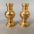 Japanese Buddhist Altar Fitting 2pc Vtg Flower Vase Stand Brass Butsudan BU367