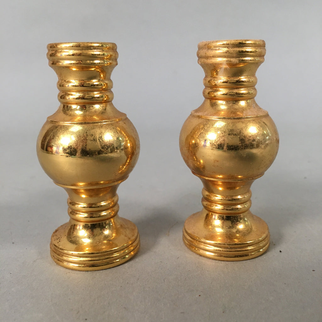 Japanese Buddhist Altar Fitting 2pc Vtg Flower Vase Stand Brass Butsudan BU367