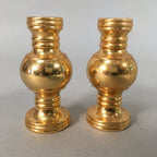 Japanese Buddhist Altar Fitting 2pc Vtg Flower Vase Stand Brass Butsudan BU367