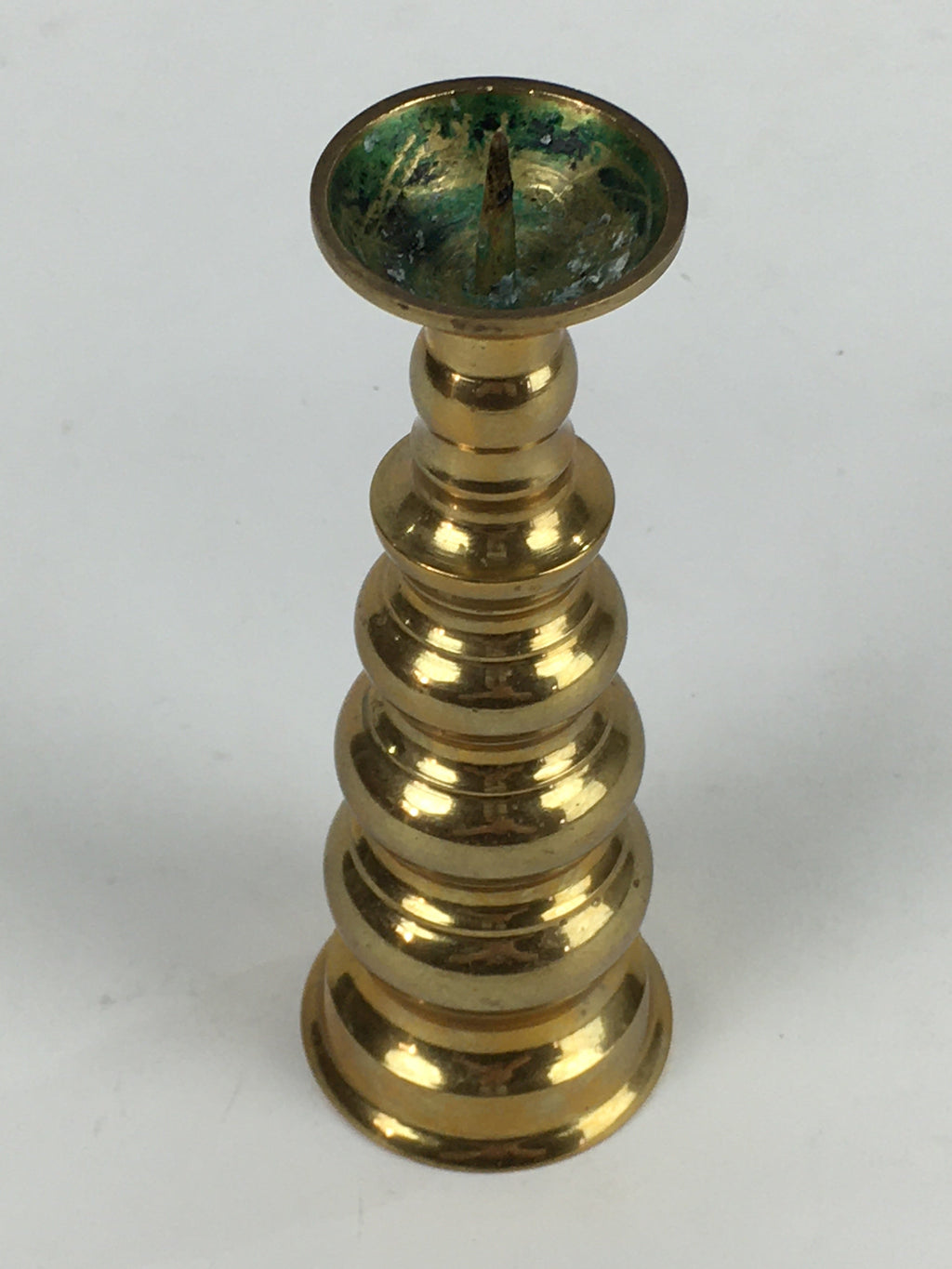 Japanese Buddhist Altar Fitting Brass Candle Stand Vtg Shokudai BU704
