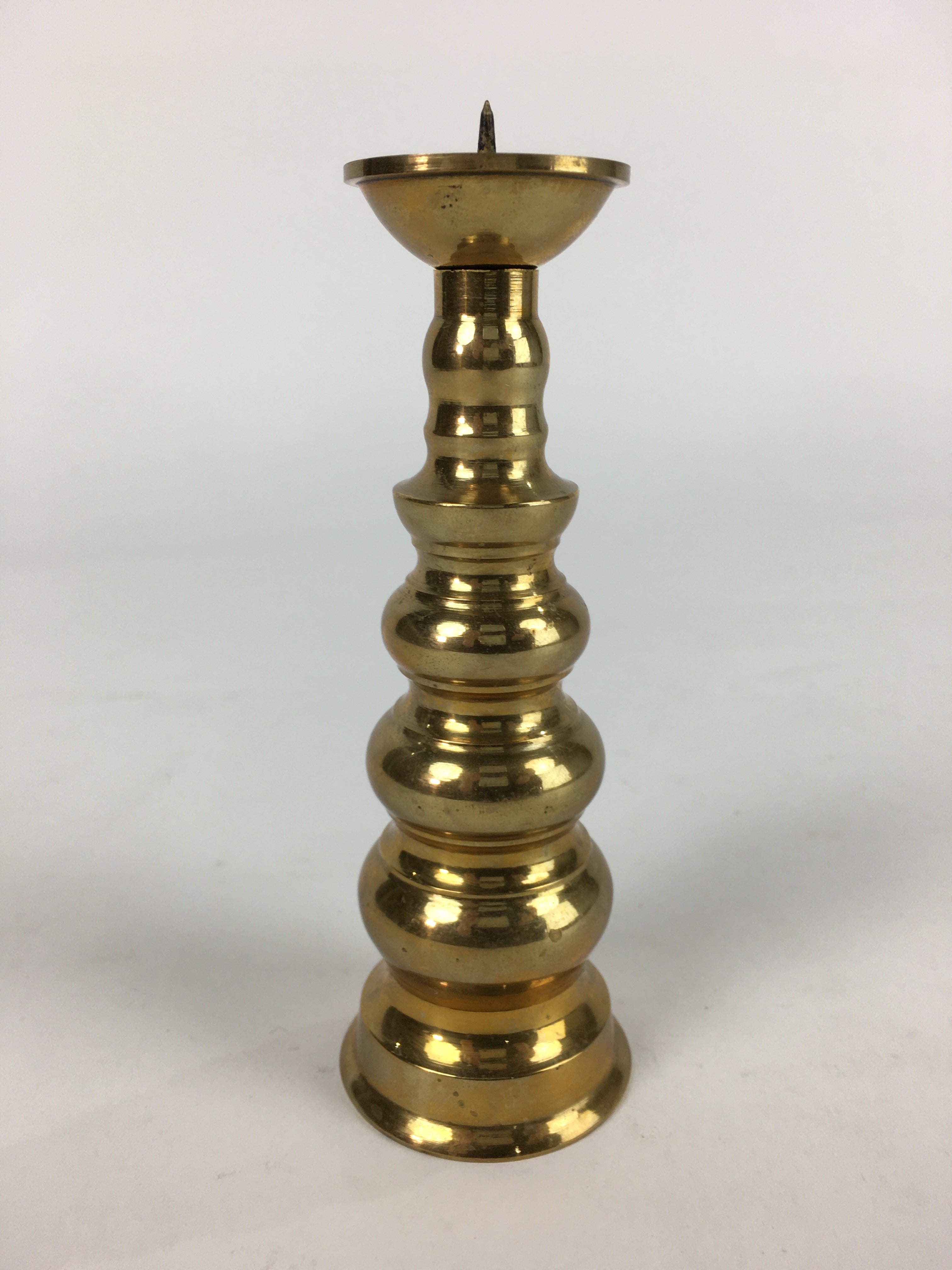 Japanese Buddhist Altar Fitting Brass Candle Stand Vtg Shokudai BU704