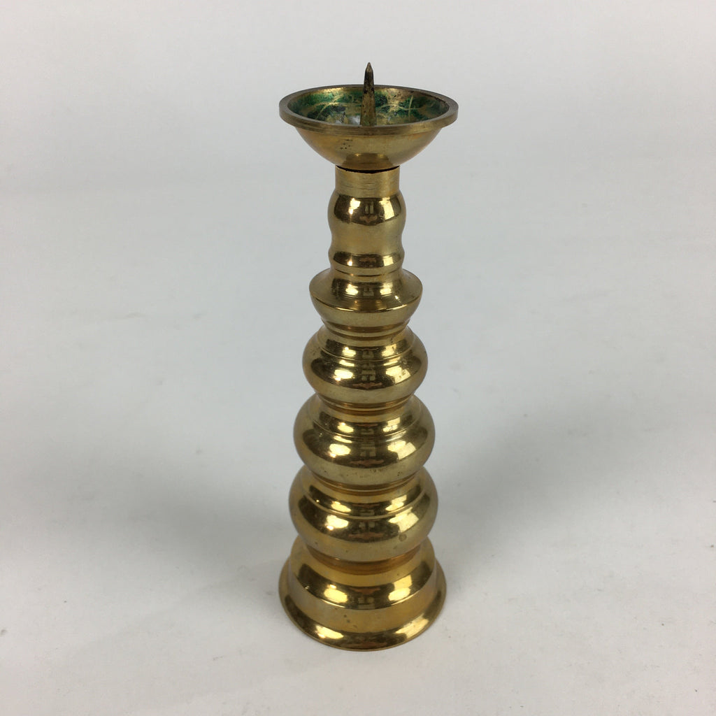 Japanese Buddhist Altar Fitting Brass Candle Stand Vtg Shokudai BU704