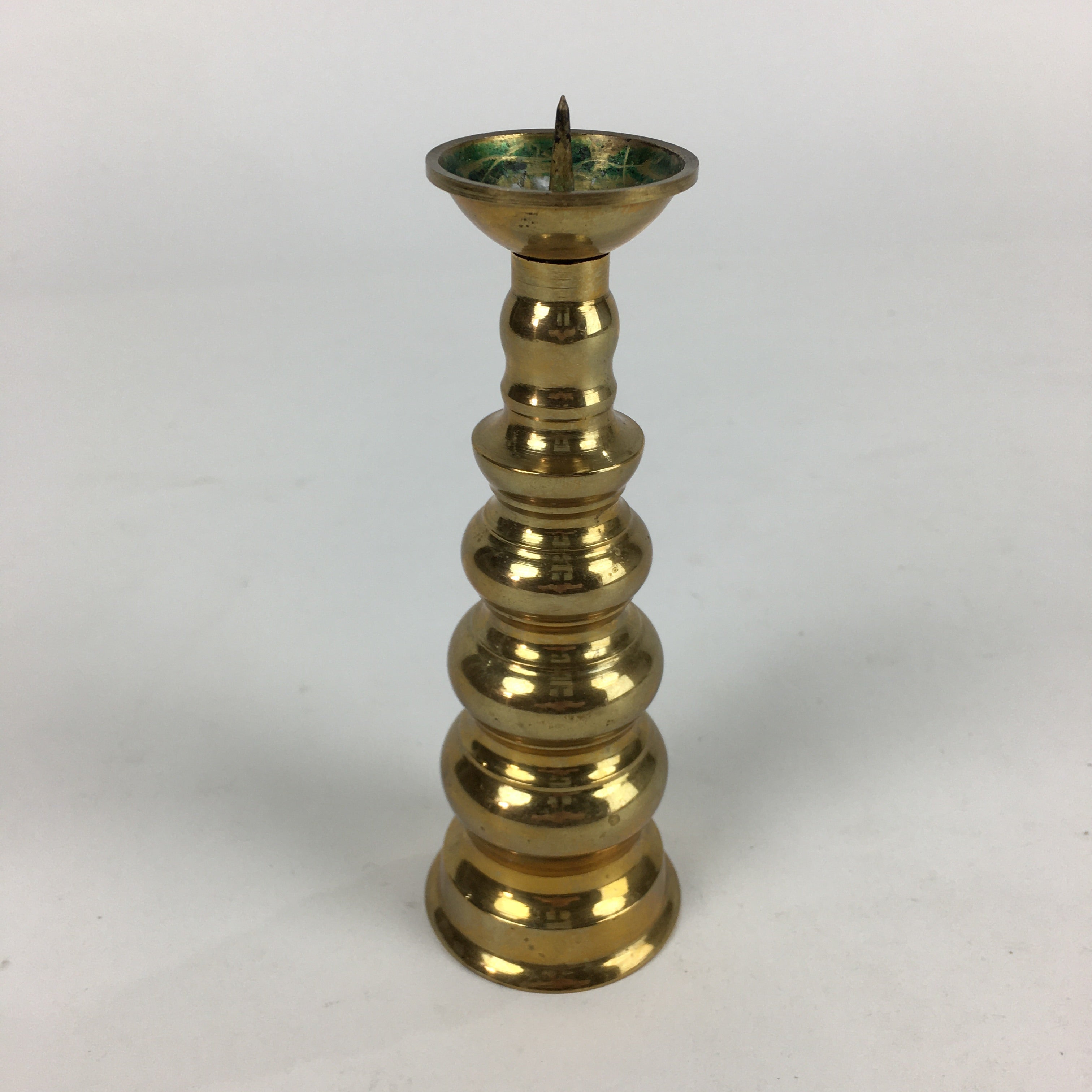Japanese Buddhist Altar Fitting Brass Candle Stand Vtg Shokudai BU704