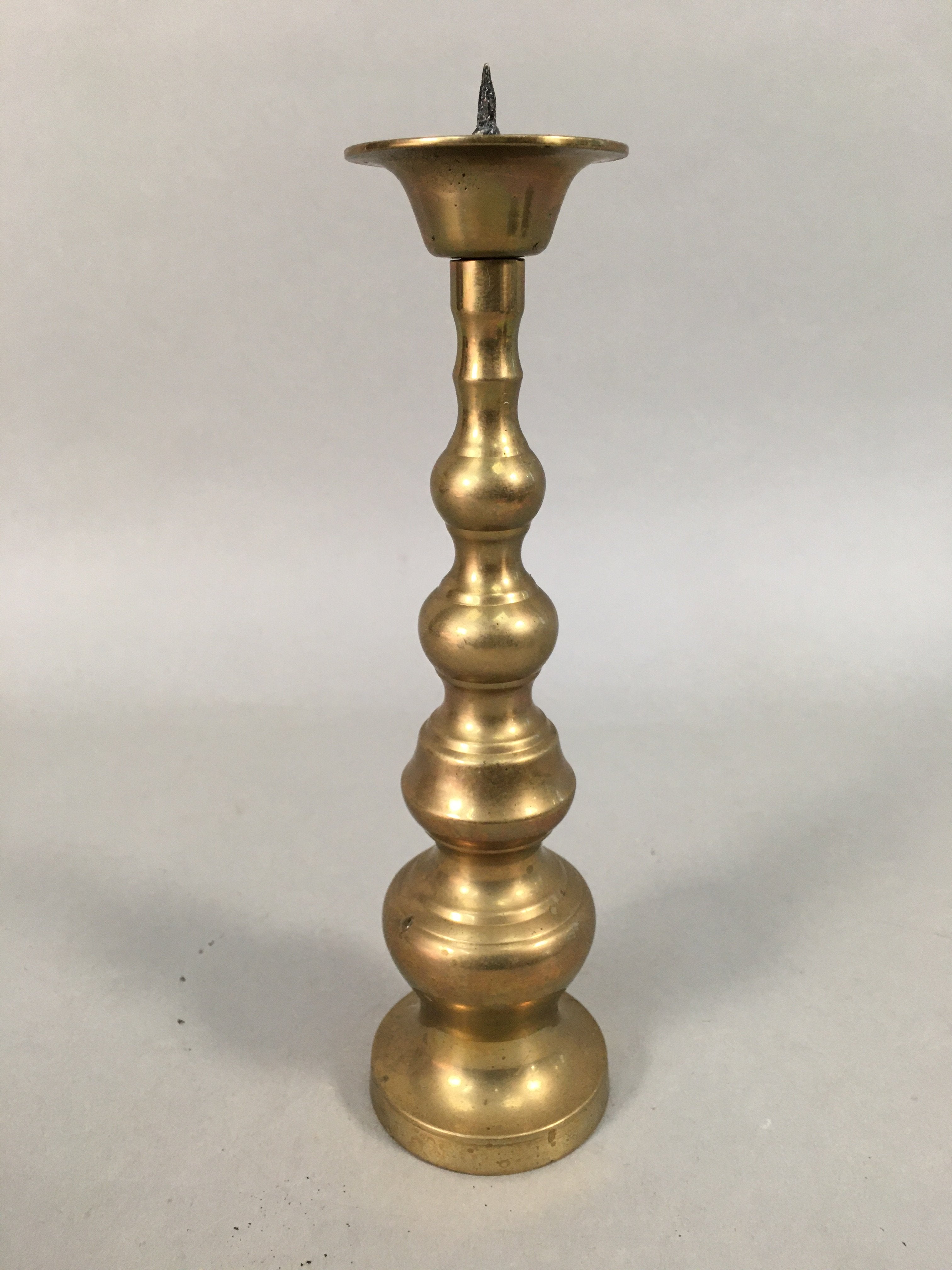 Japanese Buddhist Altar Fitting Brass Candle Stand Vtg Shokudai Butsudan BU372