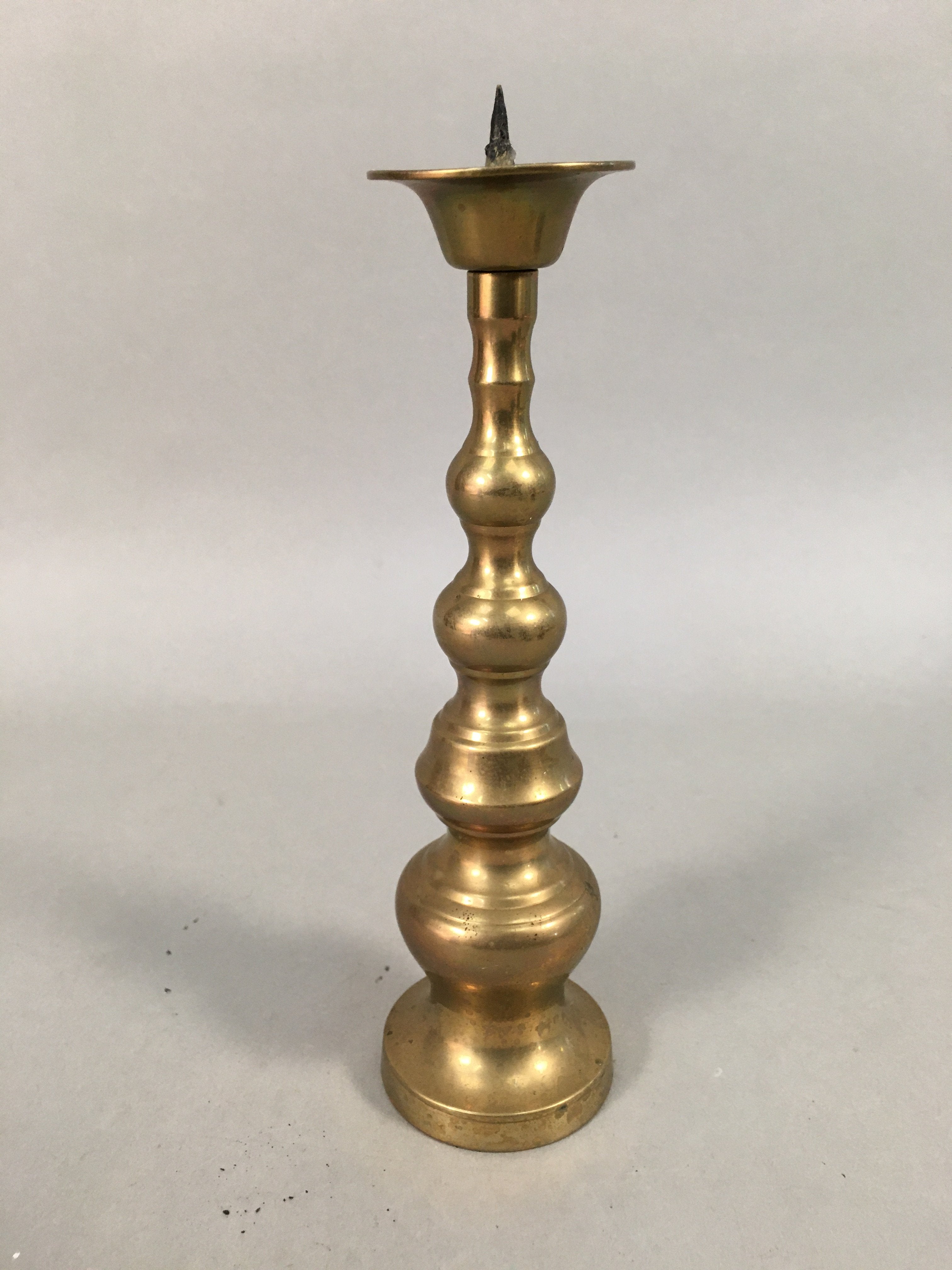 Japanese Buddhist Altar Fitting Brass Candle Stand Vtg Shokudai Butsudan BU372