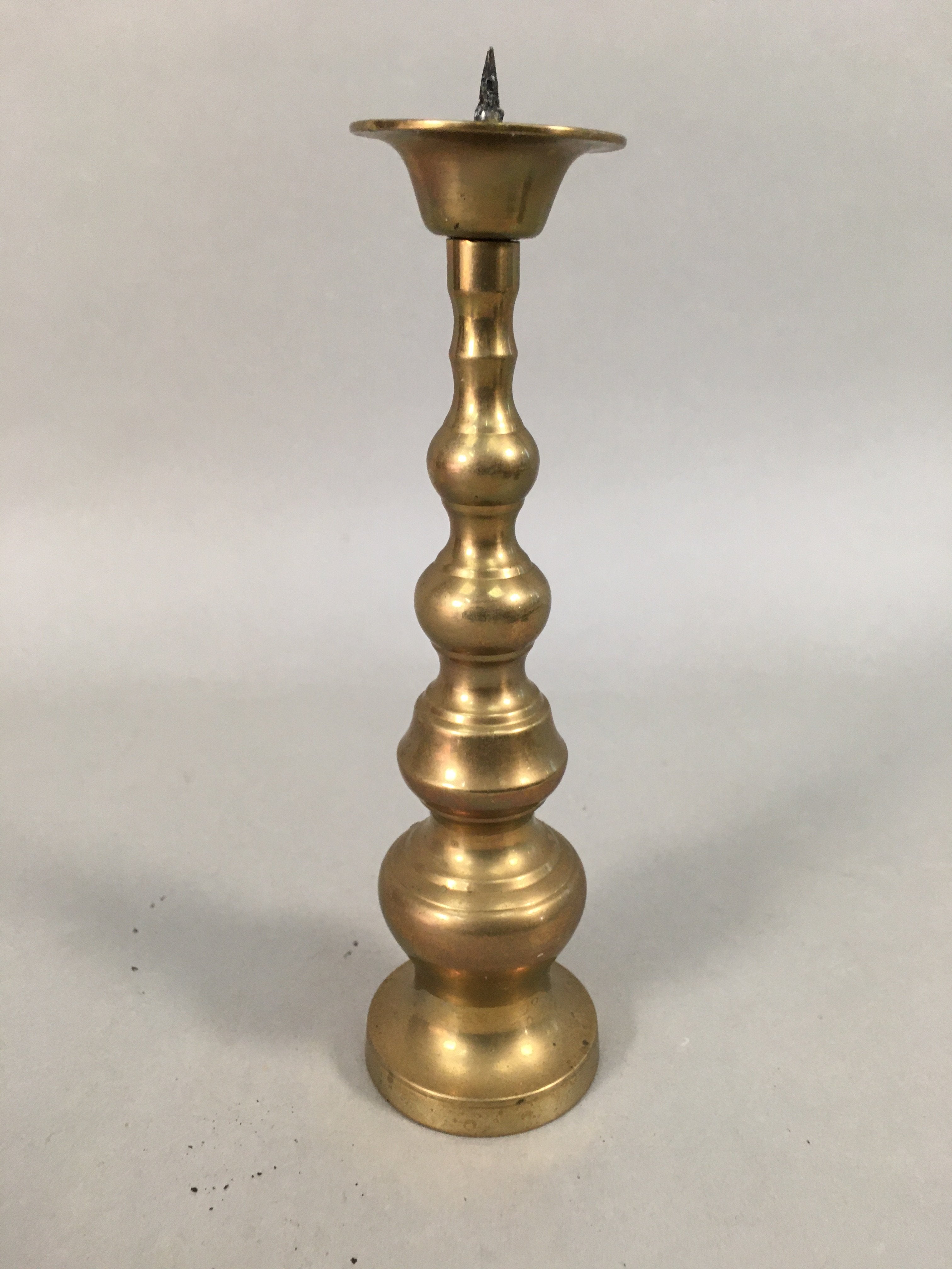 Japanese Buddhist Altar Fitting Brass Candle Stand Vtg Shokudai Butsudan BU372