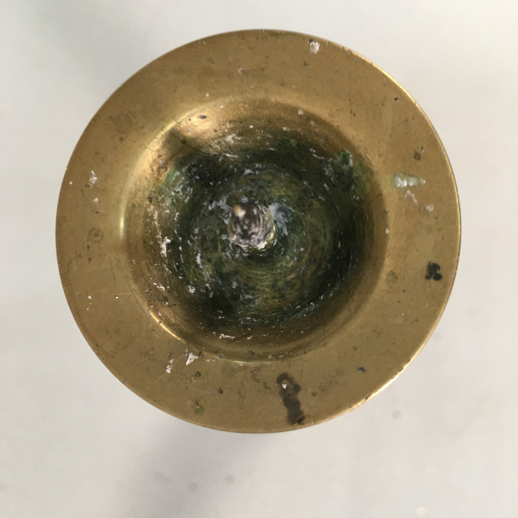 Japanese Buddhist Altar Fitting Brass Candle Stand Vtg Shokudai Butsudan BU372