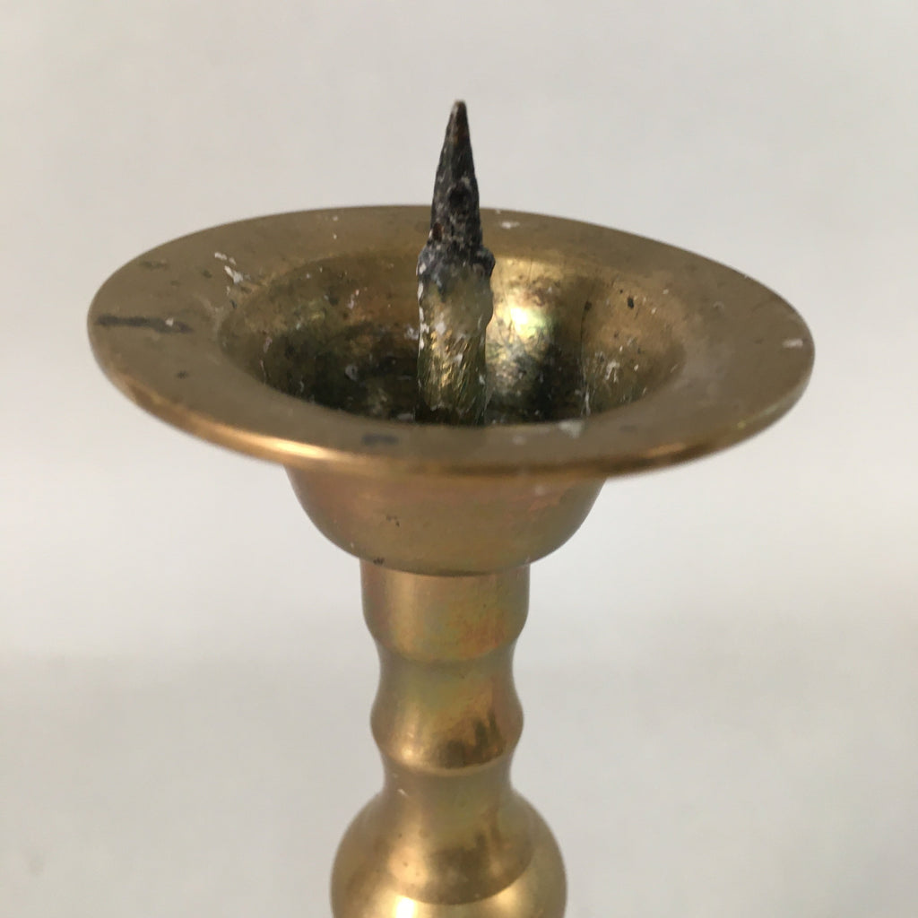 Japanese Buddhist Altar Fitting Brass Candle Stand Vtg Shokudai Butsudan BU372
