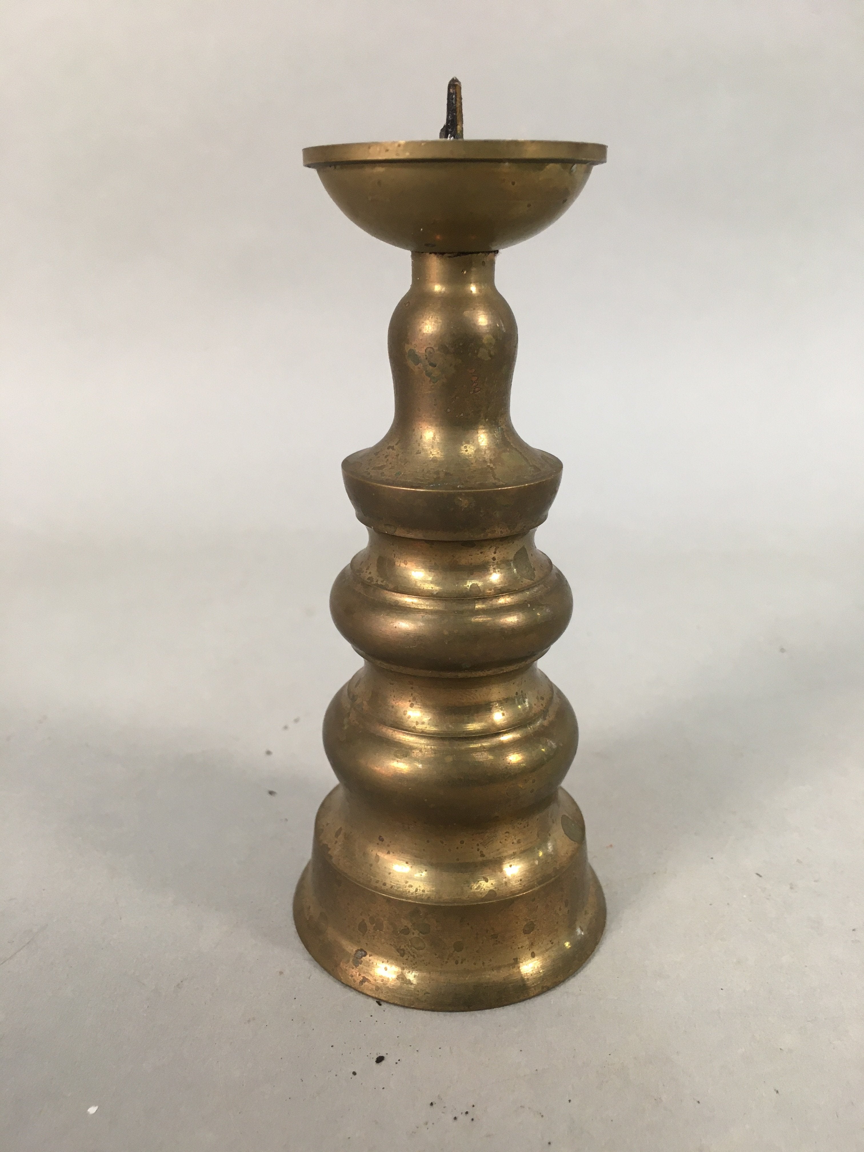 Japanese Buddhist Altar Fitting Brass Candle Stand Vtg Shokudai Butsudan BU375