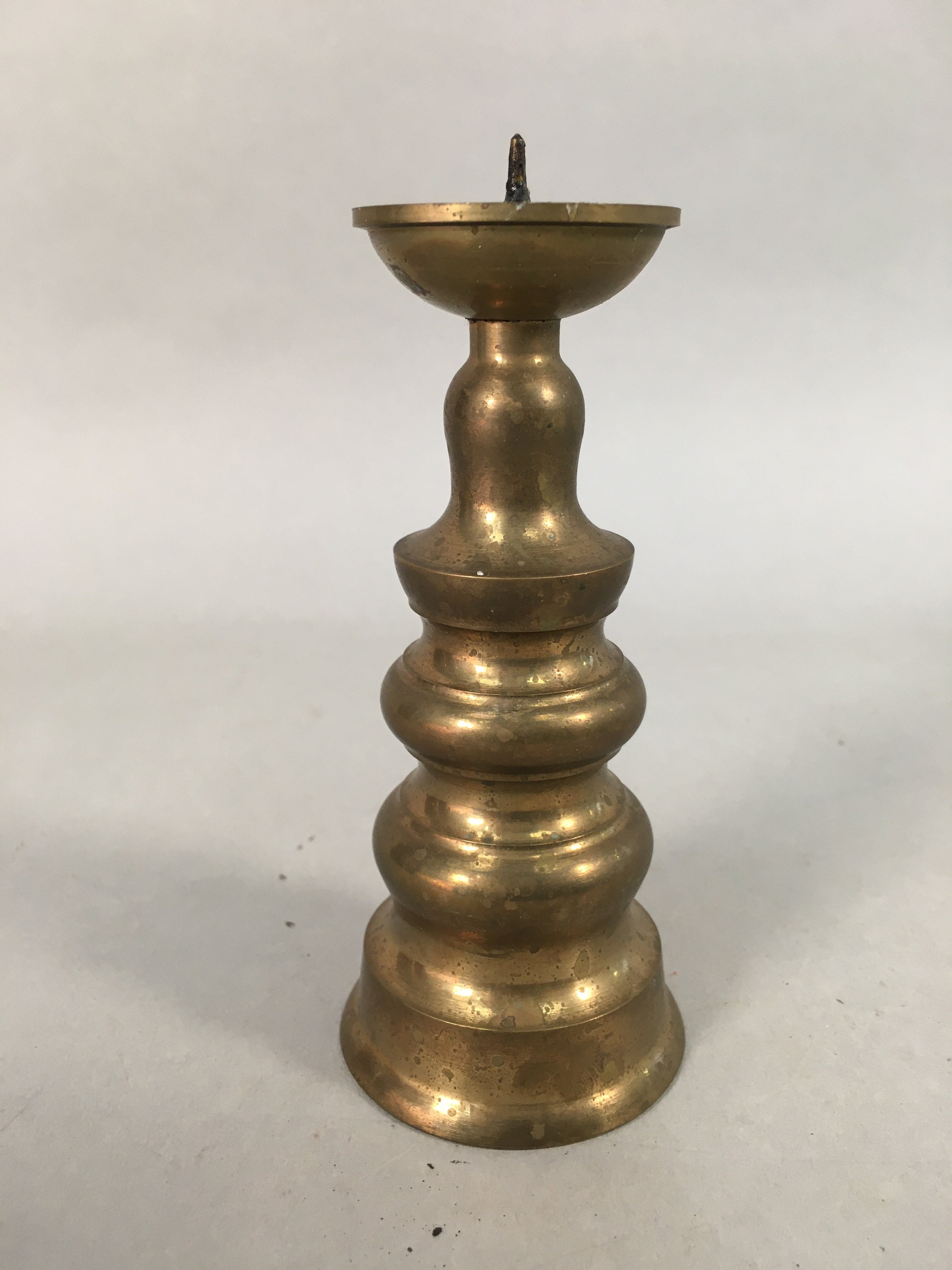 Japanese Buddhist Altar Fitting Brass Candle Stand Vtg Shokudai Butsudan BU375
