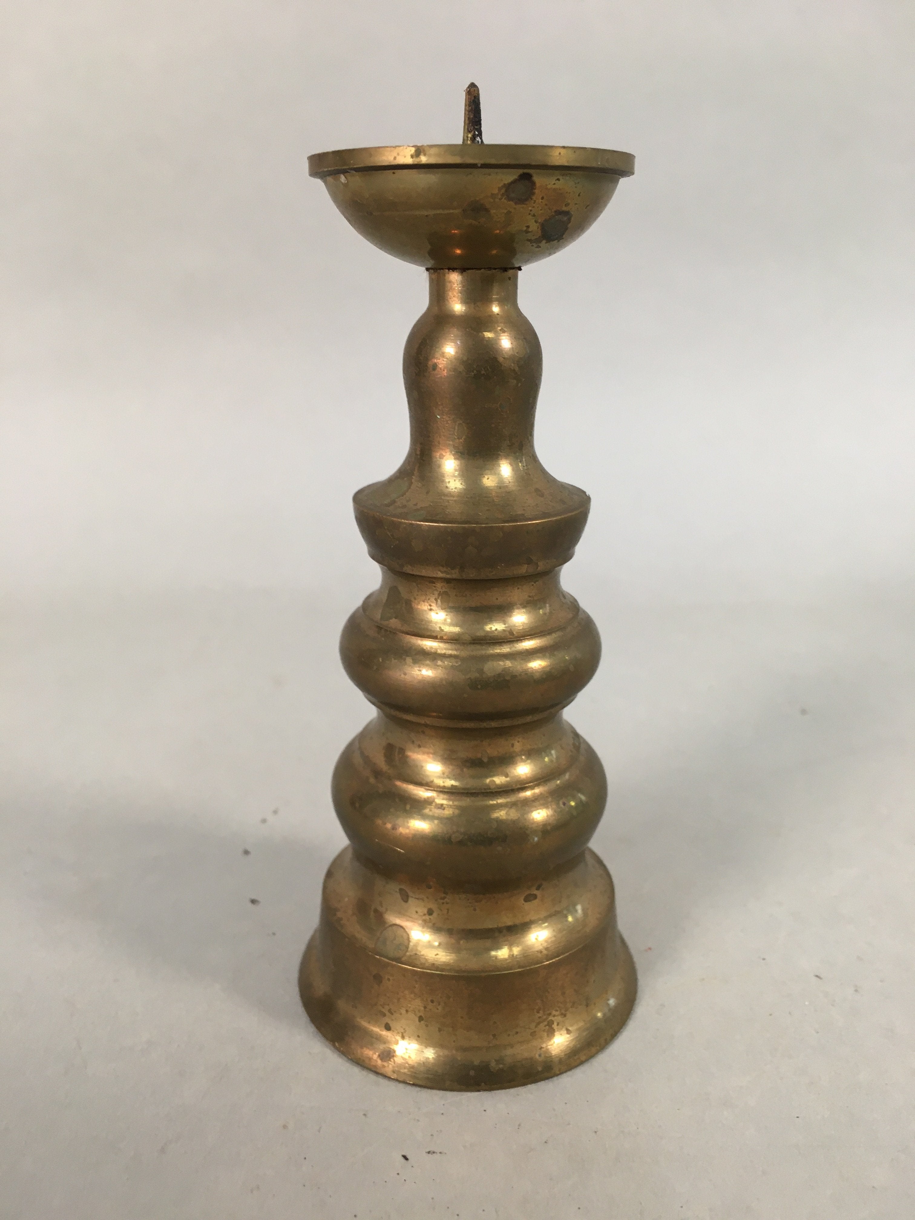 Japanese Buddhist Altar Fitting Brass Candle Stand Vtg Shokudai Butsudan BU375