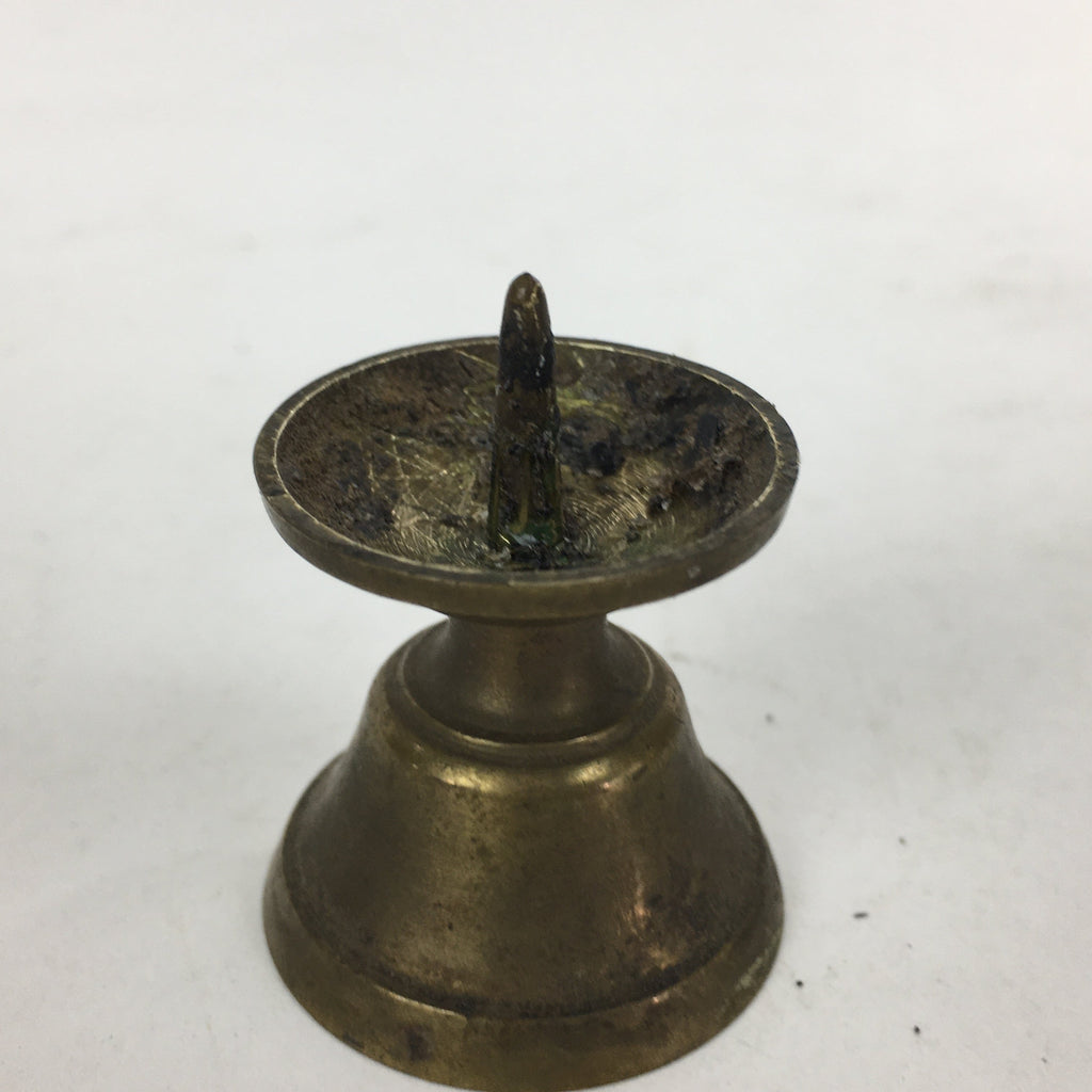 Japanese Buddhist Altar Fitting Brass Candle Stand Vtg Shokudai Butsudan BU554