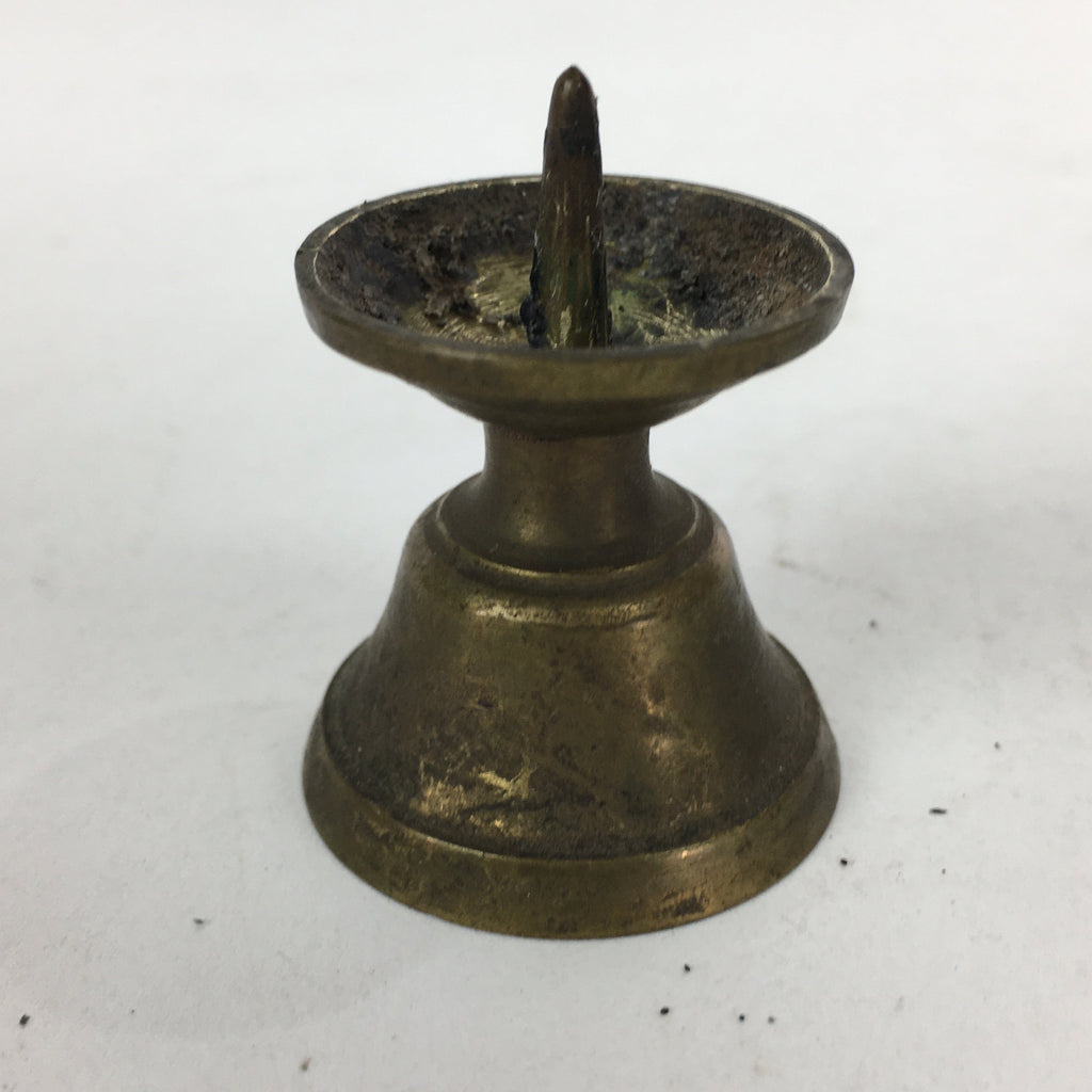 Japanese Buddhist Altar Fitting Brass Candle Stand Vtg Shokudai Butsudan BU554