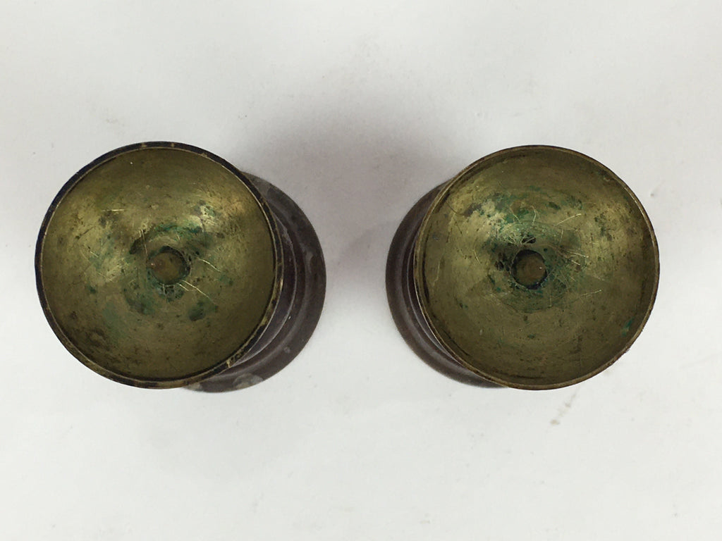 Japanese Buddhist Altar Fitting Brass Candle Stand set Vtg Shokudai BU687